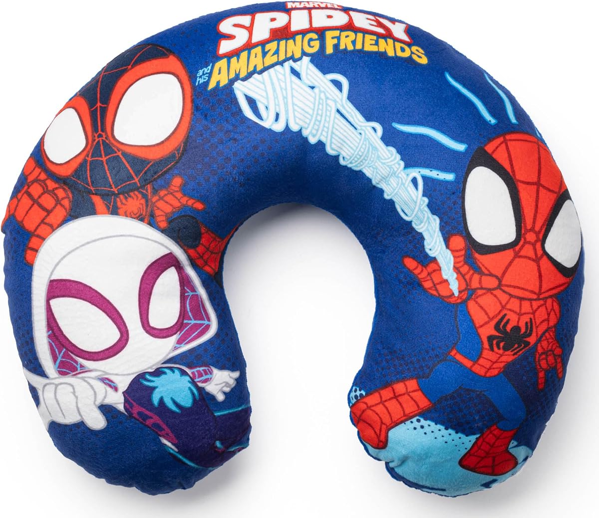 Marvel Spidey and His Amazing Friends Kids Travel Neck Pillow - Soft Polyester Support for Car, Airplane & Road Trips - Comfortable Child Neck Support for Ages 3-10