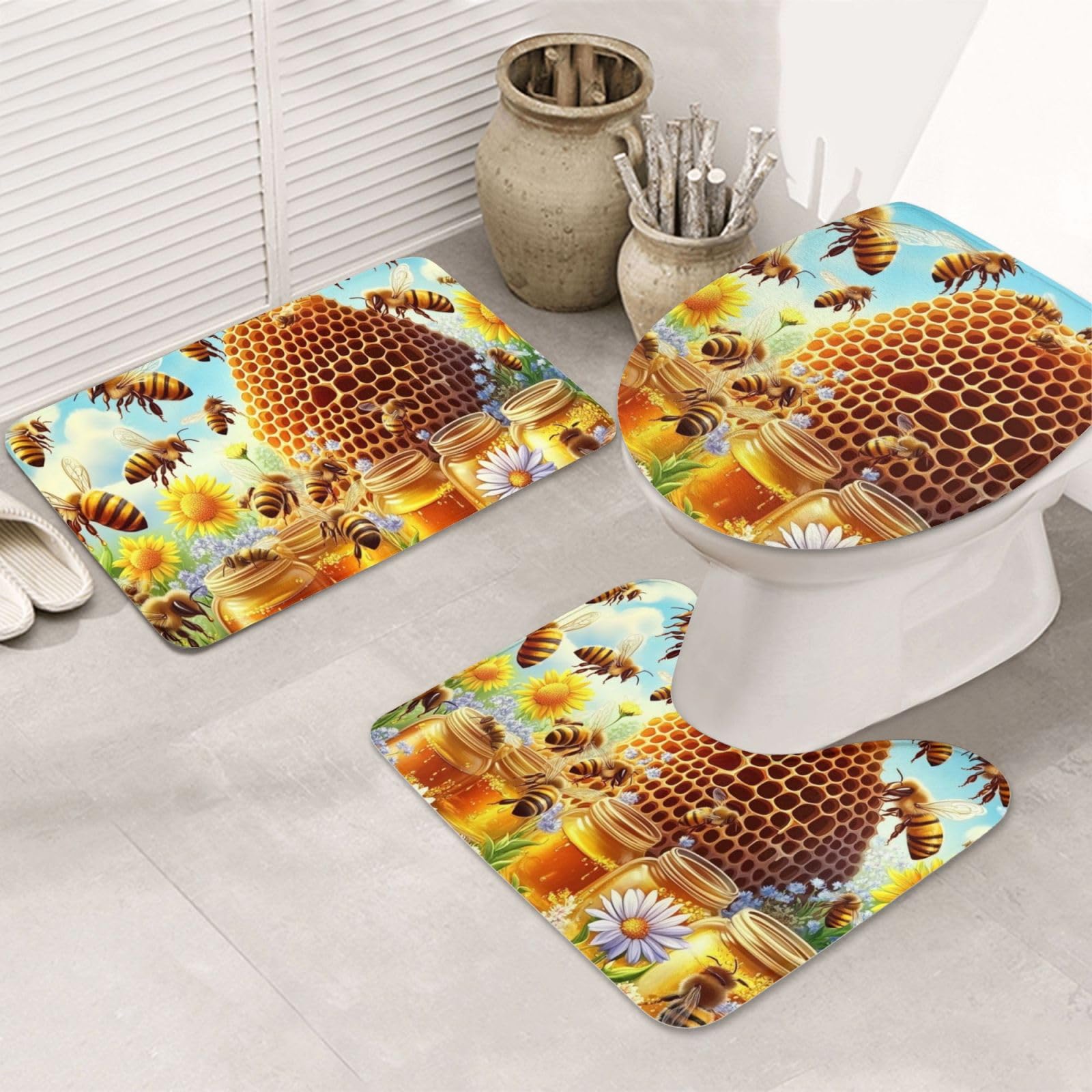 Alfombrilla de baño de abejas antideslizante para evitar resbalones en suelos mojados