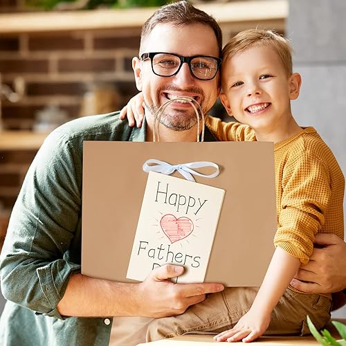 Miniatura 8 de METRONIC Gift Bags with Handles,16x6x12 Inch Recyclable Brown Paper Bag 50 Pack, Kraft Shopping for Business Grocery (Bulk) Marrón,Negro -,Blanco