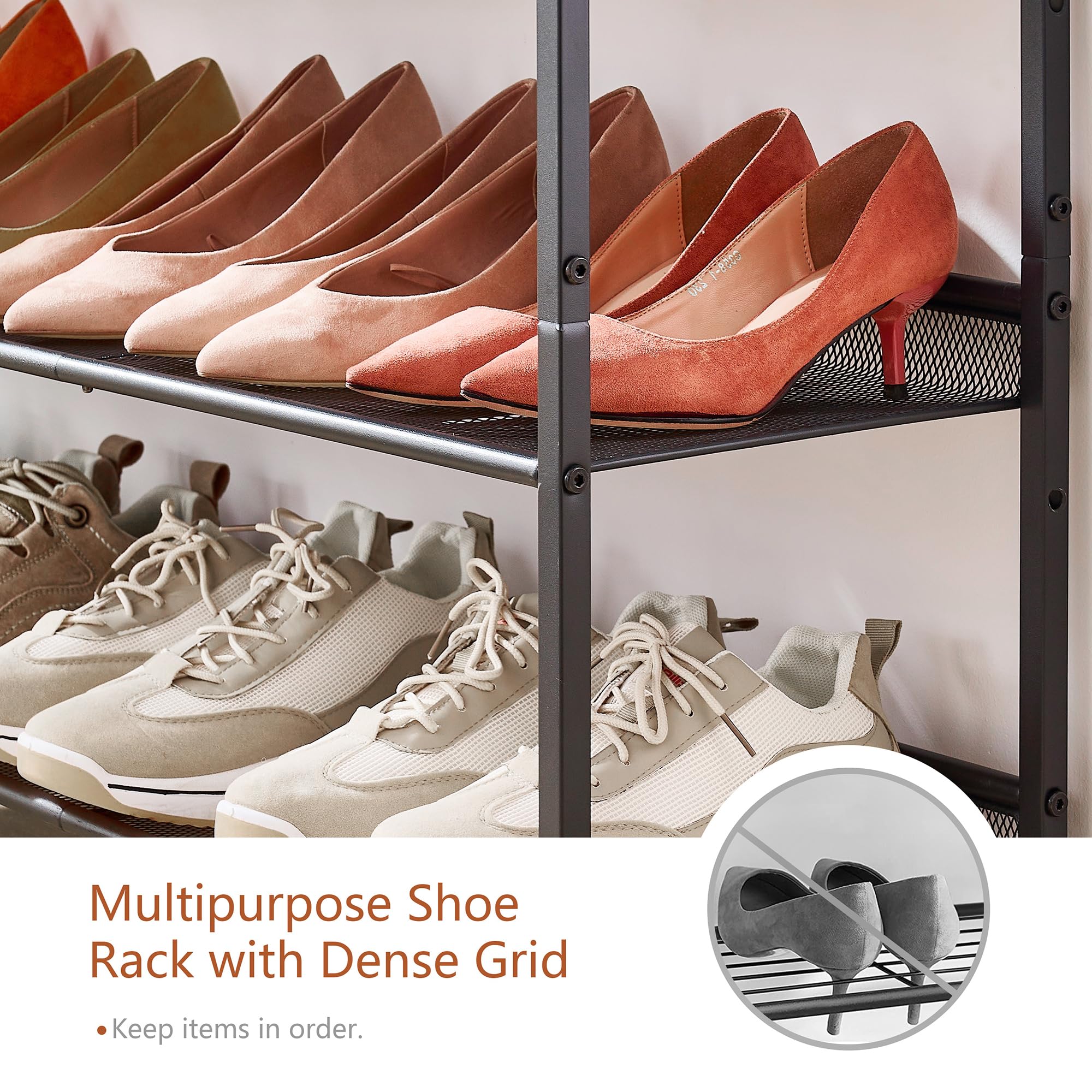 Hoctieon 5 Tier Shoe Storage Organizer,Shoe for Entryway Shoe Shelf Freestanding Shoe Rack Organizer,Rustic Brown, Suitable for Entryway, Hallway, Bedroom, Living Room