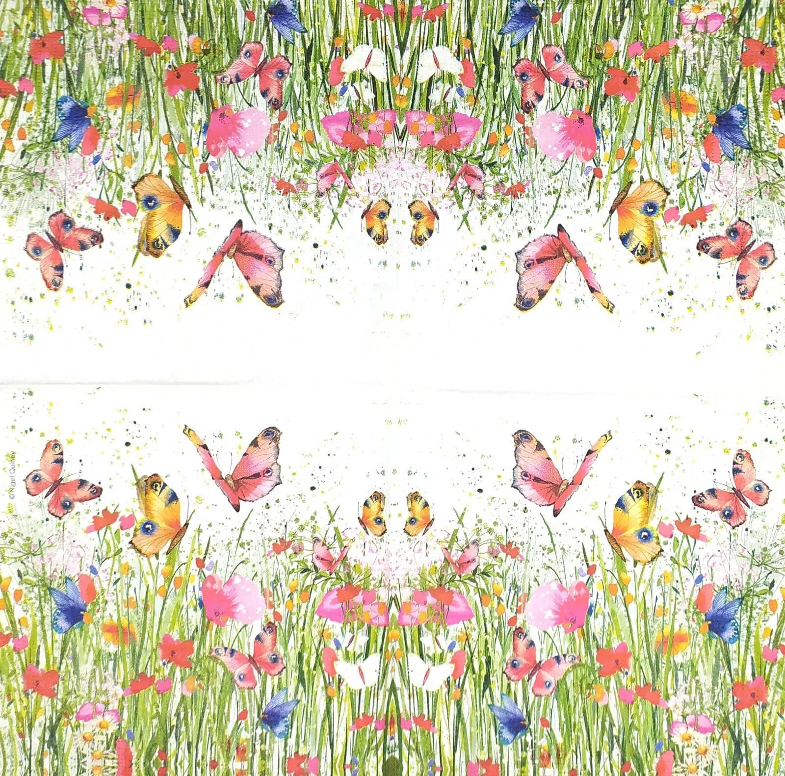 Set of 2 Individual Decoupage Paper Party Napkin Wild Flowers Meadow Watercolor Decor Luncheon Napkins for a Birthday Holiday, Wedding, Cocktail Party