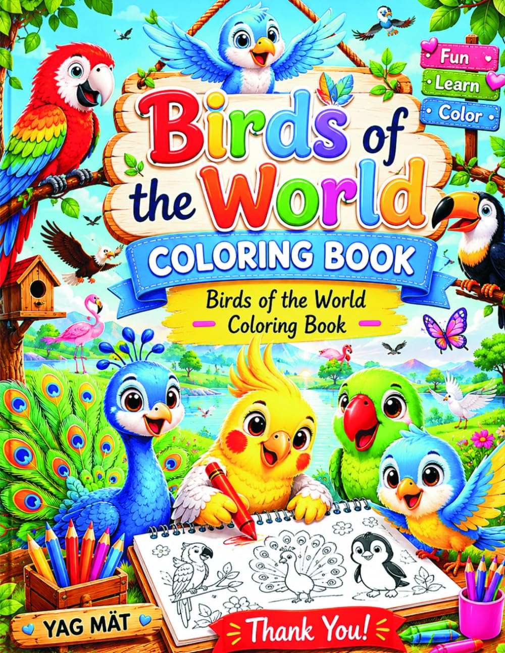 Birds of the World Coloring Book: Cute Birds from Around the World | Big Simple Designs for Fun, Creativity & Learning | Bird School Coloring Adventure