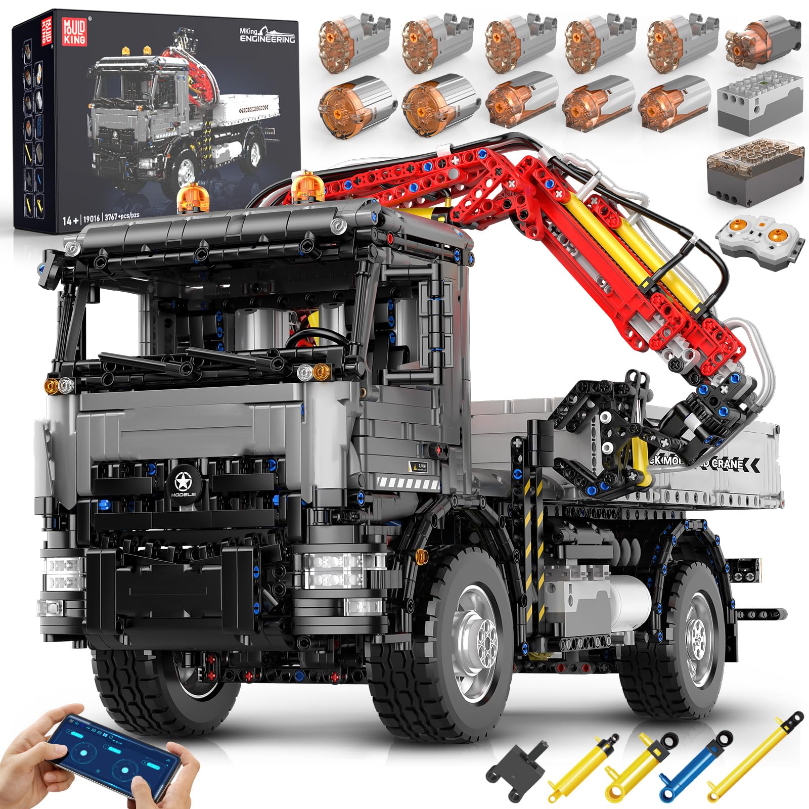 Mould King 19016 Technik LKW Bausatz Modell mit über 3767 Bausteinen, Konstruktionsspielzeug für Jugendliche und Sammler
