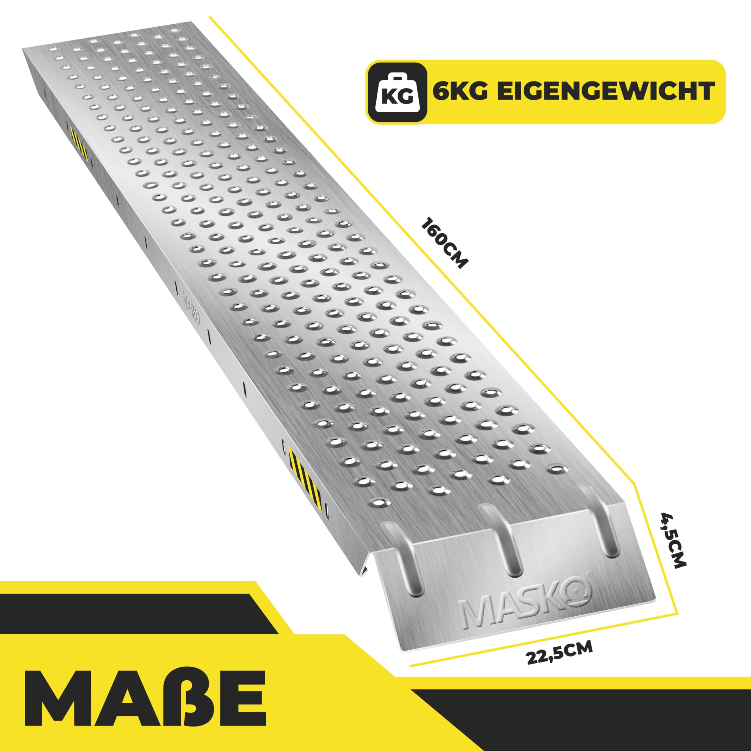 MASKO® 2X Auffahrrampe | Verladerampe | Verladeschiene | verzinkter Stahl | Antirutsch | 200kg* Pro Stück | Max 400kg* Pro Paar | Motorrad ATV Quad PKW Auto Laderampe | Anhängerrampe