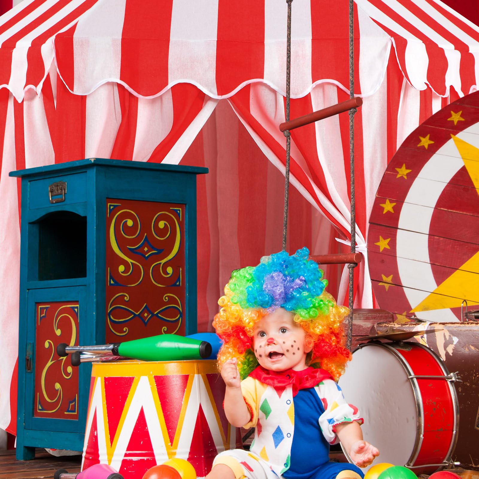 Tienda de campaña grande para niños, 55 x 53 pulgadas, casa de juegos para niños, tienda de campaña a rayas rojas y blancas para carnaval, suministros para jugar y juegos, juguetes de 8