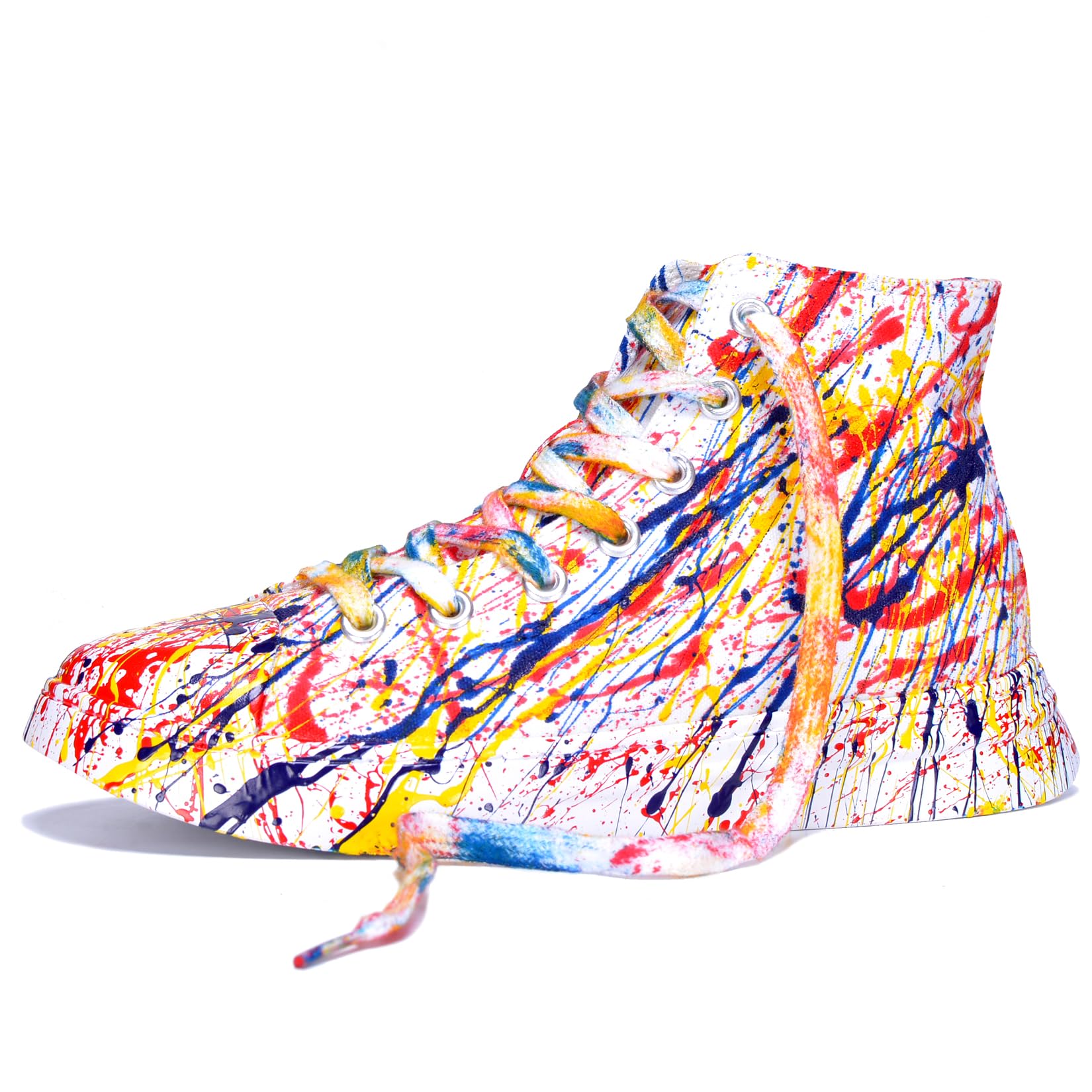 GXZUORUI Men's High Top Canvas Shoes, Women's Hand - Painted Graffiti Art Sneakers, Unique Colorful Splash - Ink Design Casual Shoes
