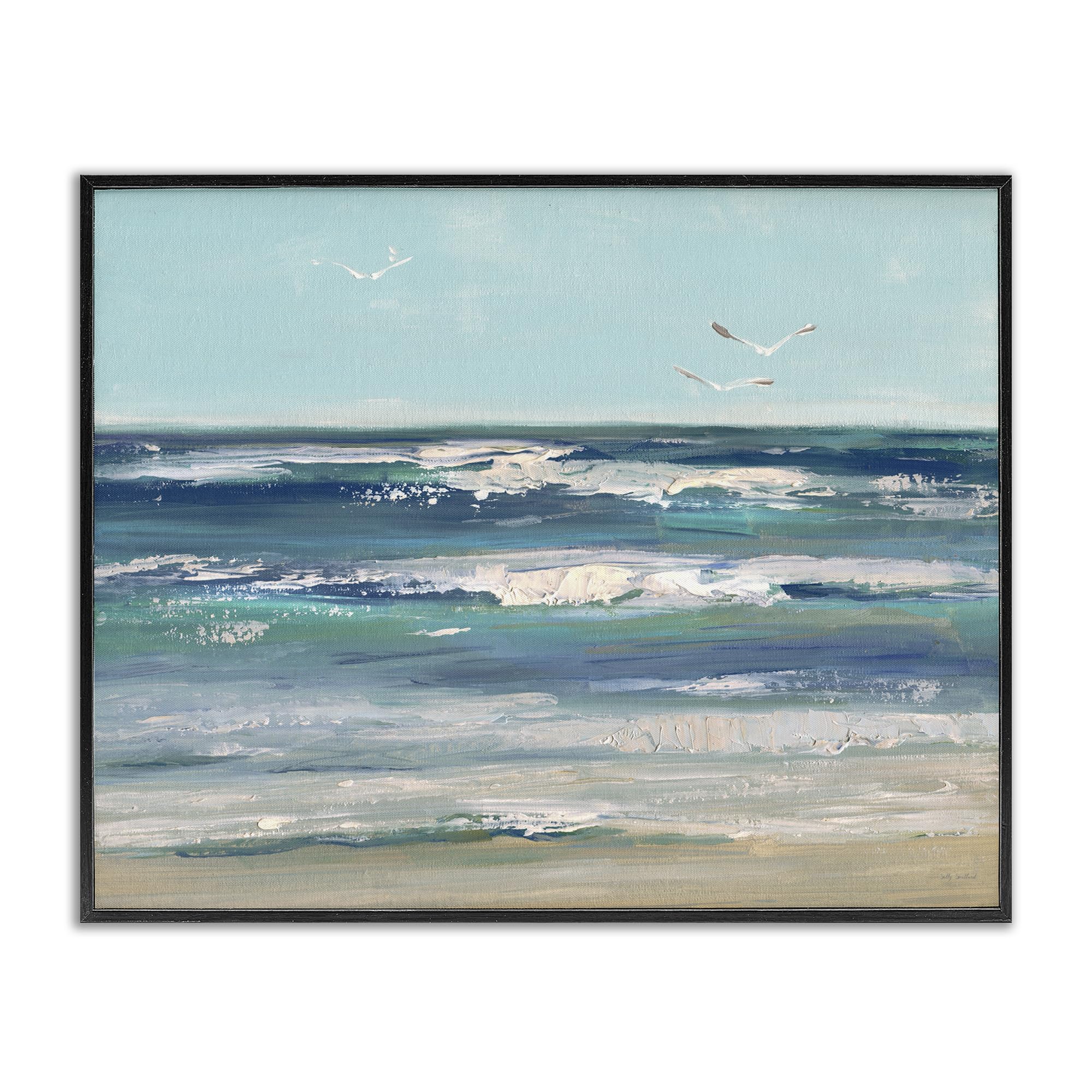 'Seagulls over Rolling Waves'| Framed Giclee Art