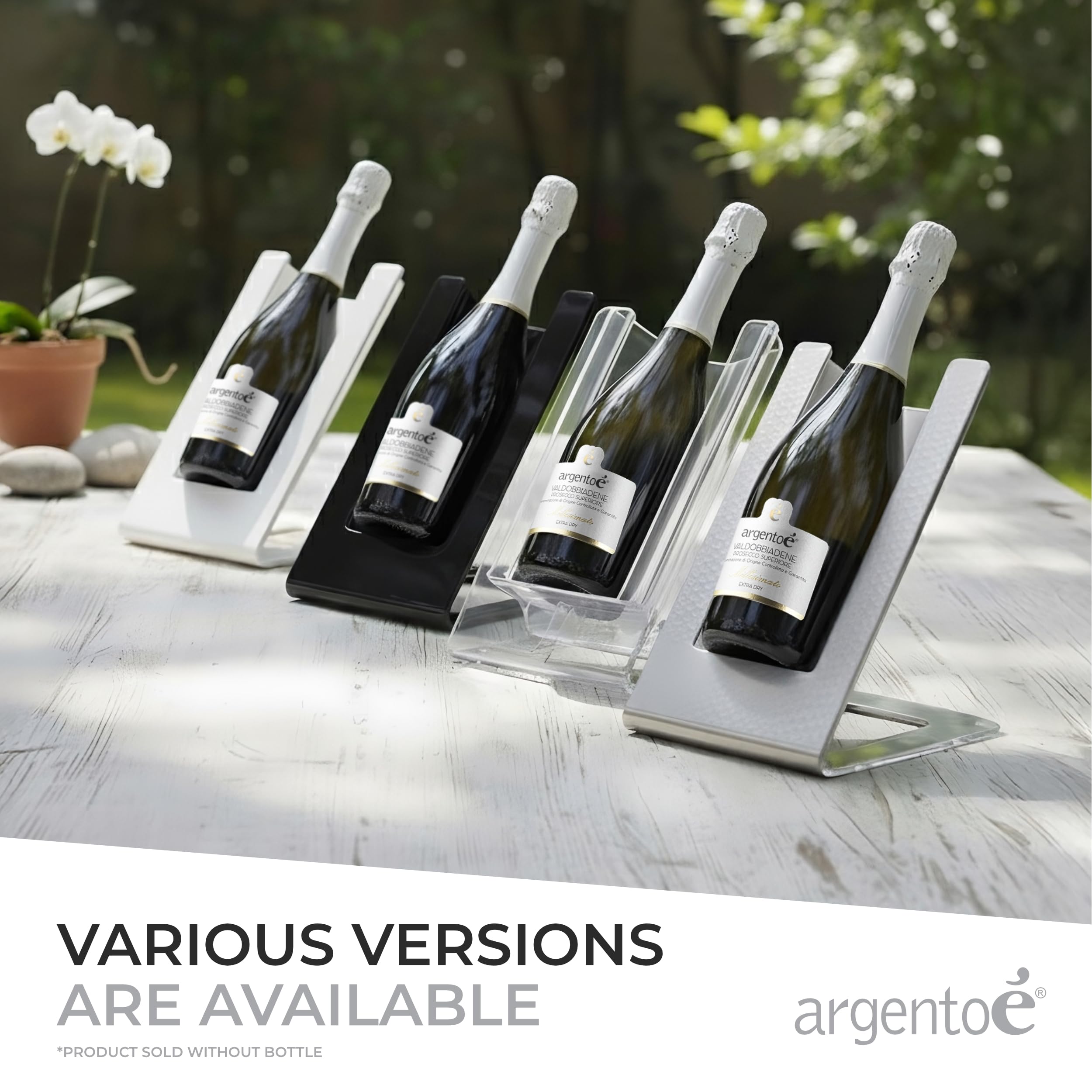 argentoè Gelette Enfriador de Botellas de Vino - Soporte Refrigerante y Glacette Térmica de Mesa - Expositor para Cava y Champagne Sin Hielo - Diseño Made in Italy (Blanco)