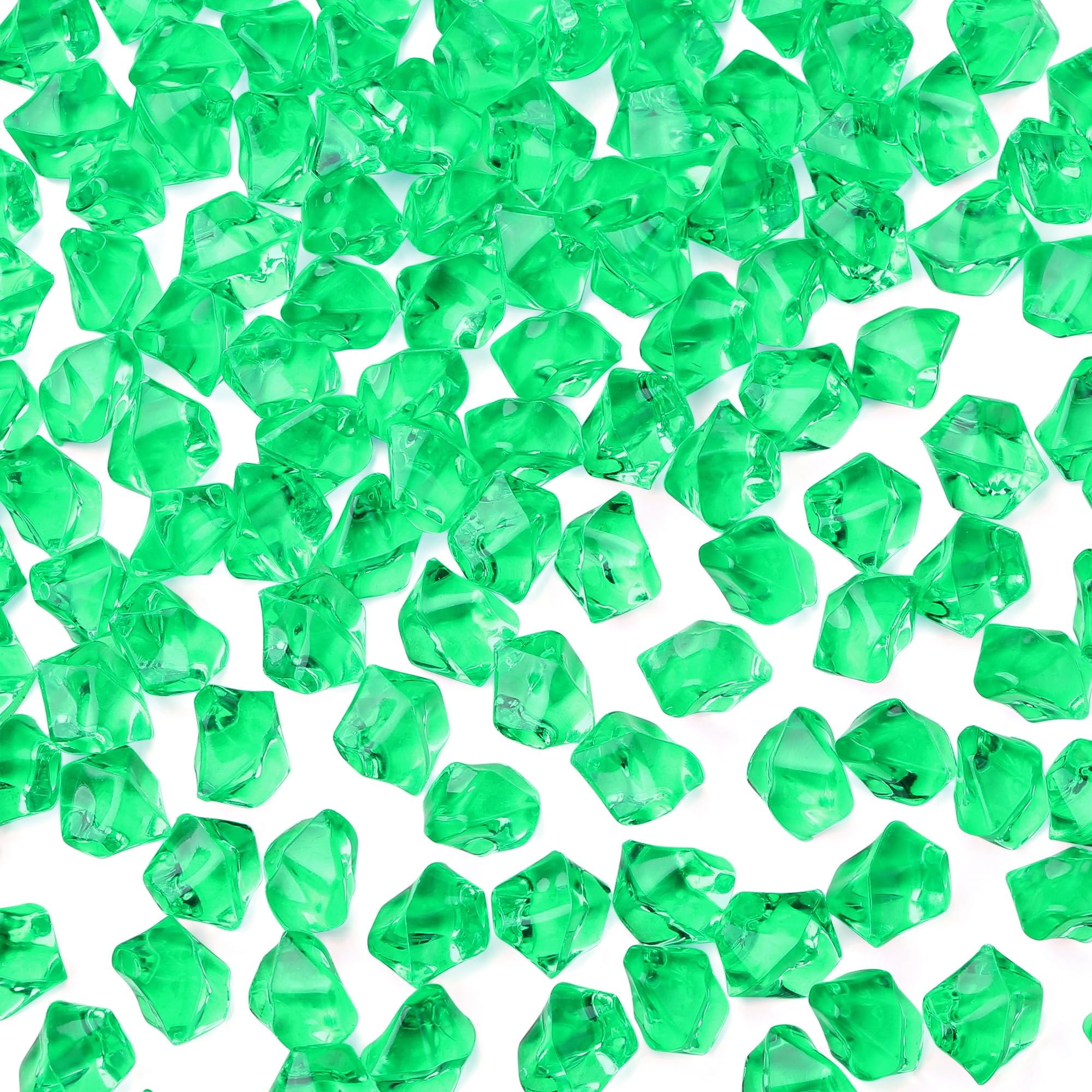 MAIBAOTA 500 PCS Green Fake Ice Cubes 11x14 mm Vase Fillers Acrylic Crushed Ice Rocks Plastic Diamonds Gems Decorative Stones for Wedding Party Table Decorations and DIY Crafting