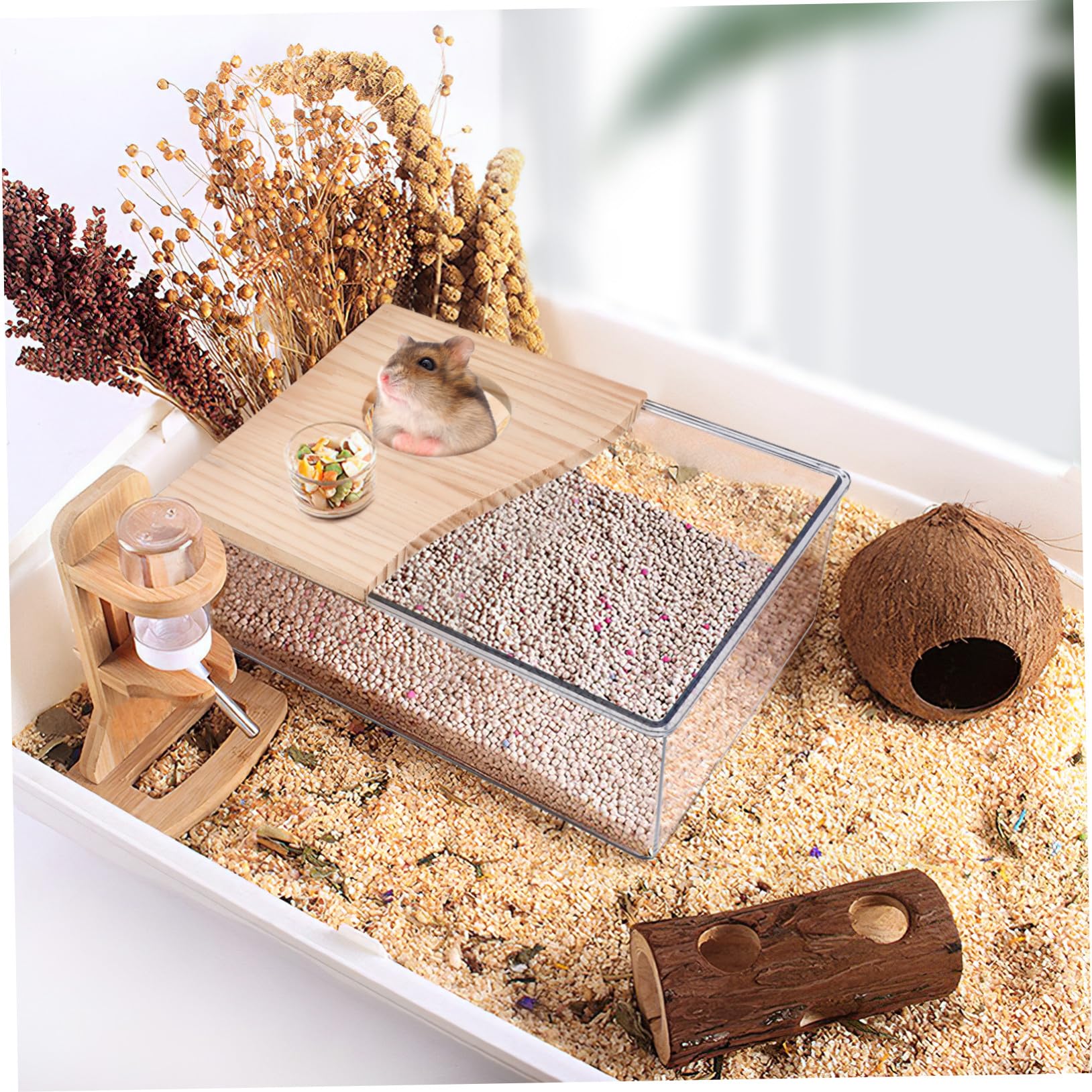 Durchsichtige Acryl Hamstertoilette und Sandbad für Ratten und Wüstenrennmäuse Einfach zu Beobachten Staubfreies Sandbad für Kleintiere im Badezimmer