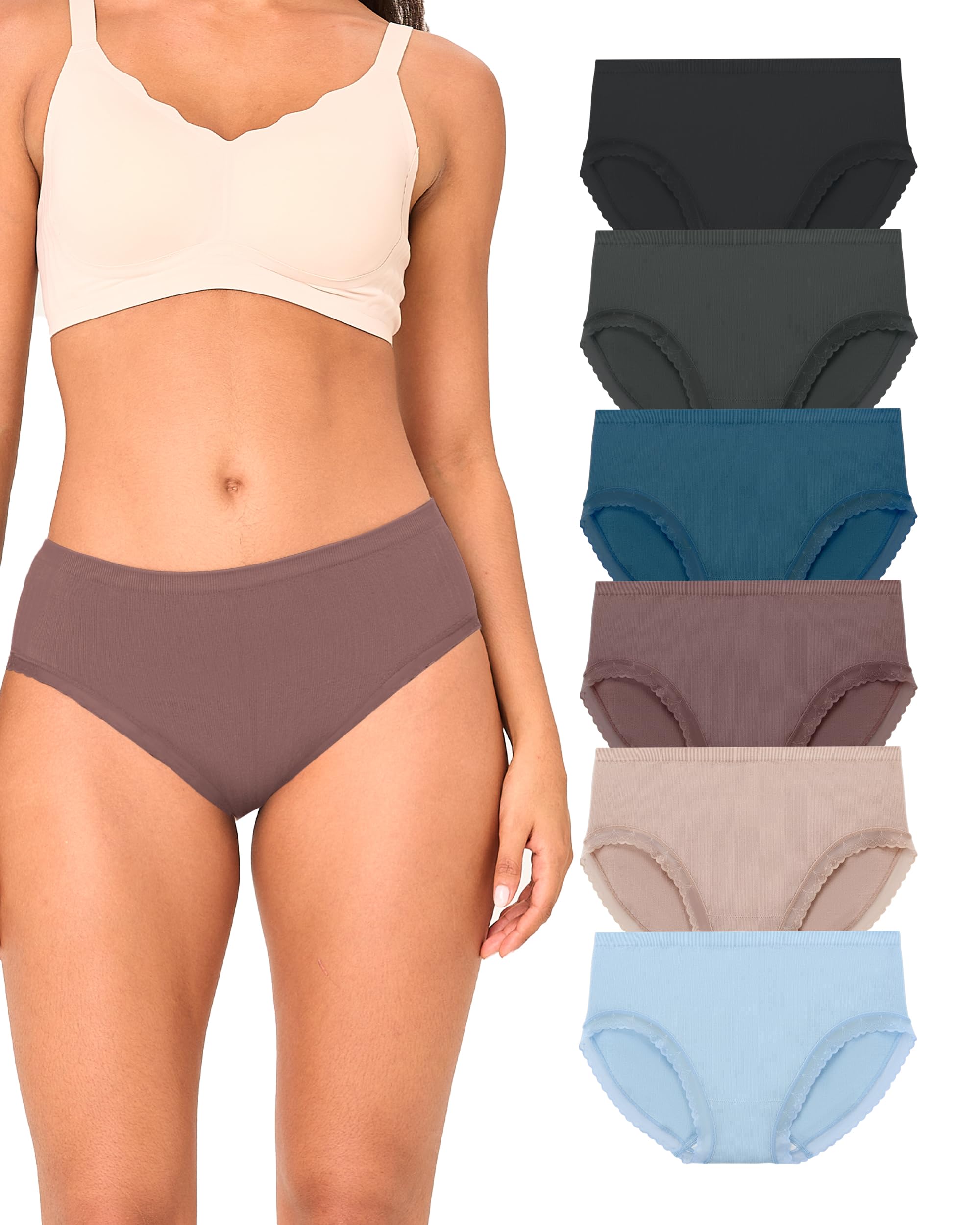 BAMBOO COOL Womens Underwear Ladies Brief Seamless Panties Moisture Wicking Stretchy Full Coverage
