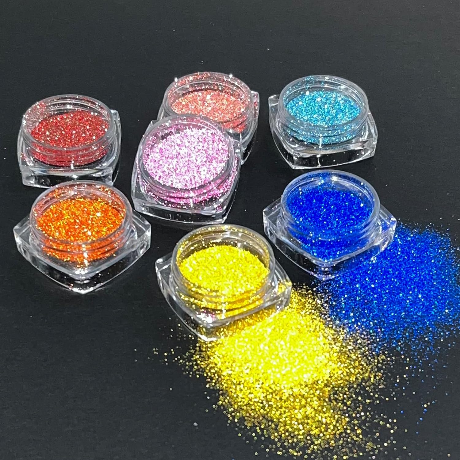 24 Colors Reflective Nail Powder Dark Flashy Diamond Glitter Nail Pigment Ultra Fine Sparkly Nail Art Powder for UV Gel Polish Disco Nightclub Party Manicure Decorations Supplies for Beginners