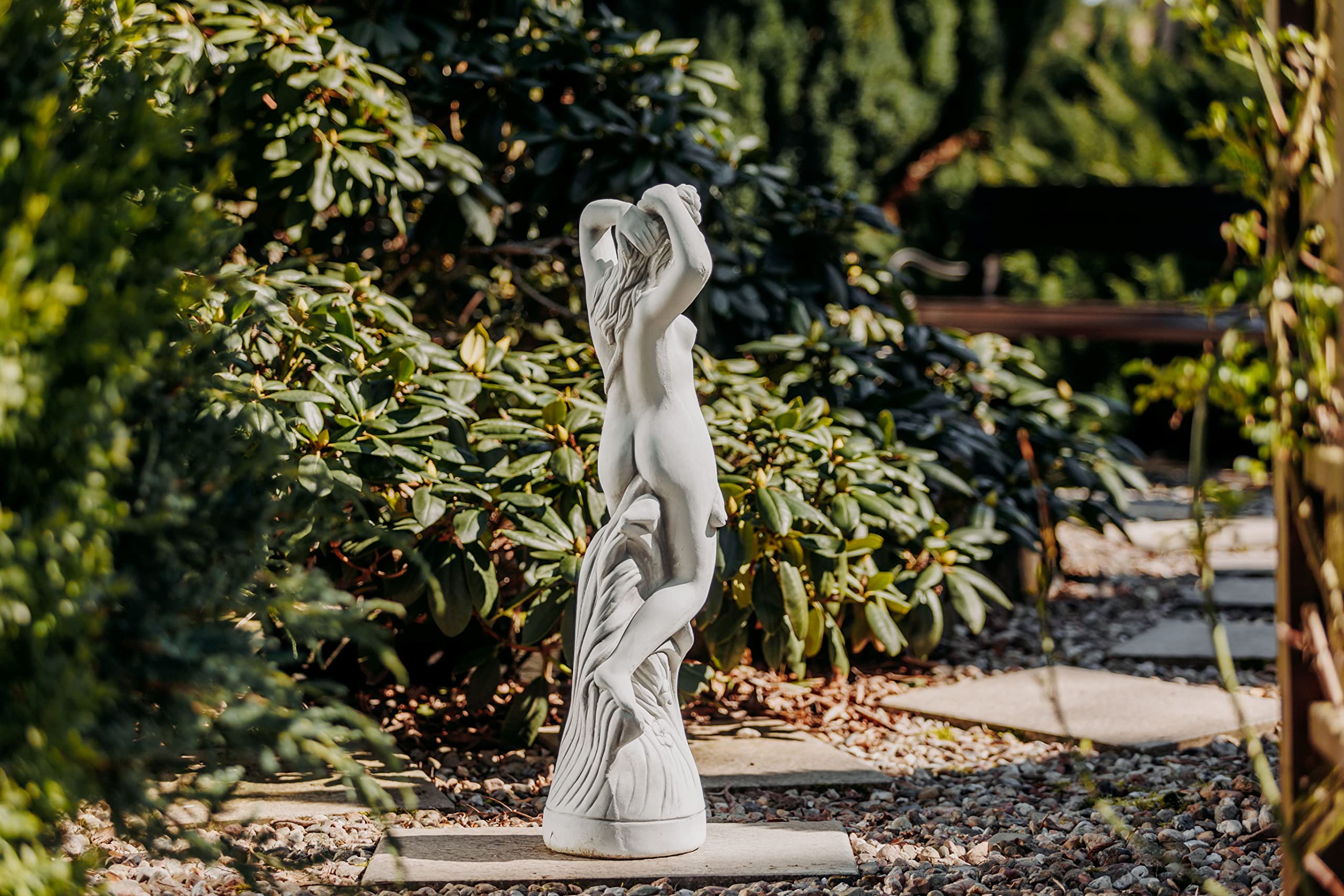 gartendekoparadies.de Erotische Frauen-Statue, Steinfigur, H. 84 cm, 28 kg, Grau, frostsicher aus Steinguss für Außenbereich