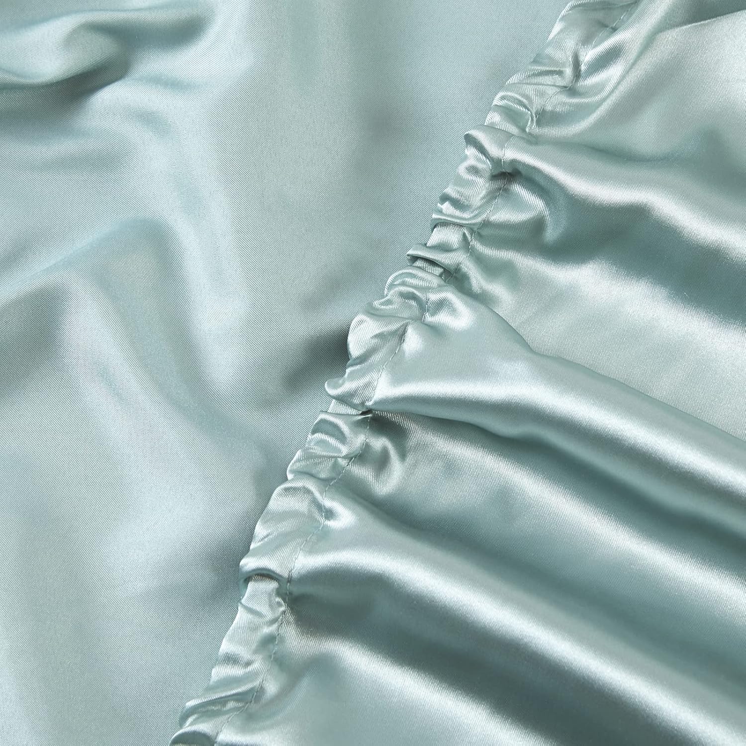 Silk Satin Bed Sheets, Full Size Sheets Set, Ultra Soft Silky Bedding Set with 18'' Extra Deep Pocket Fitted Sheet for High Mattress (Full, Aqua)