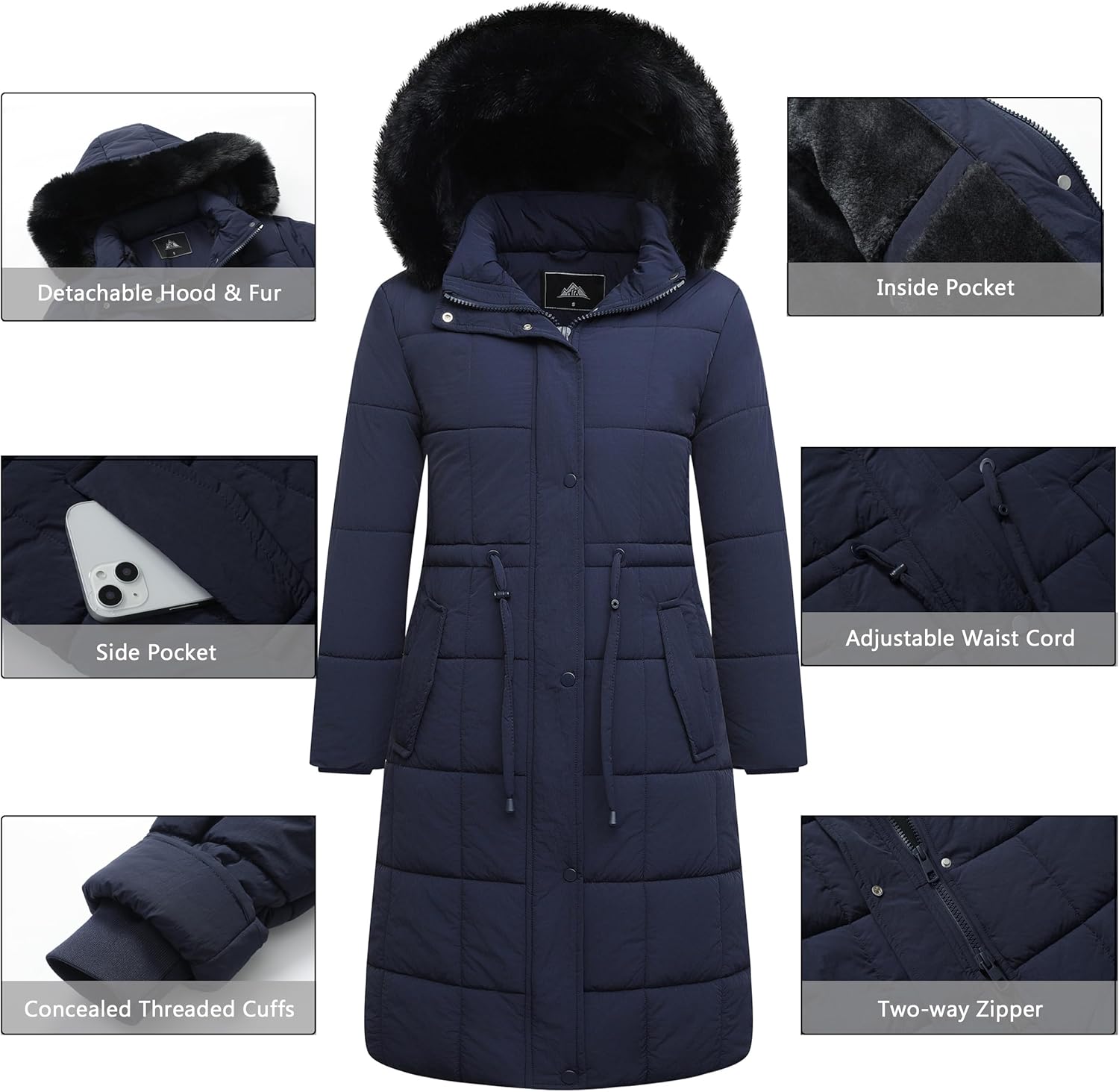 GOLDLADIES Women's Winter Coat Long Waterproof Parka - Warm Snow Winter Jacket for Women, Cold Weather Outerwear - Image 4