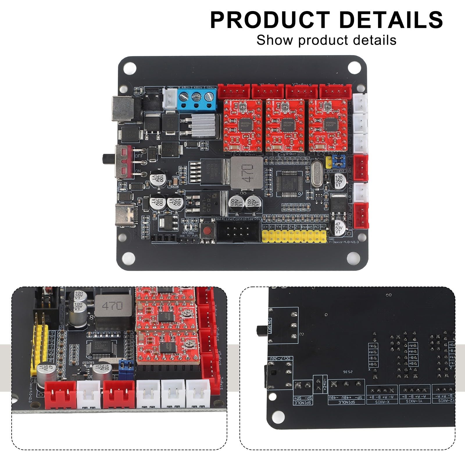 32 bits para placa controladora GRBL, controlador CNC de doble eje Y para enrutadores 3018/2418/1610 con soporte de motor paso a paso A4988 e interruptores de límite