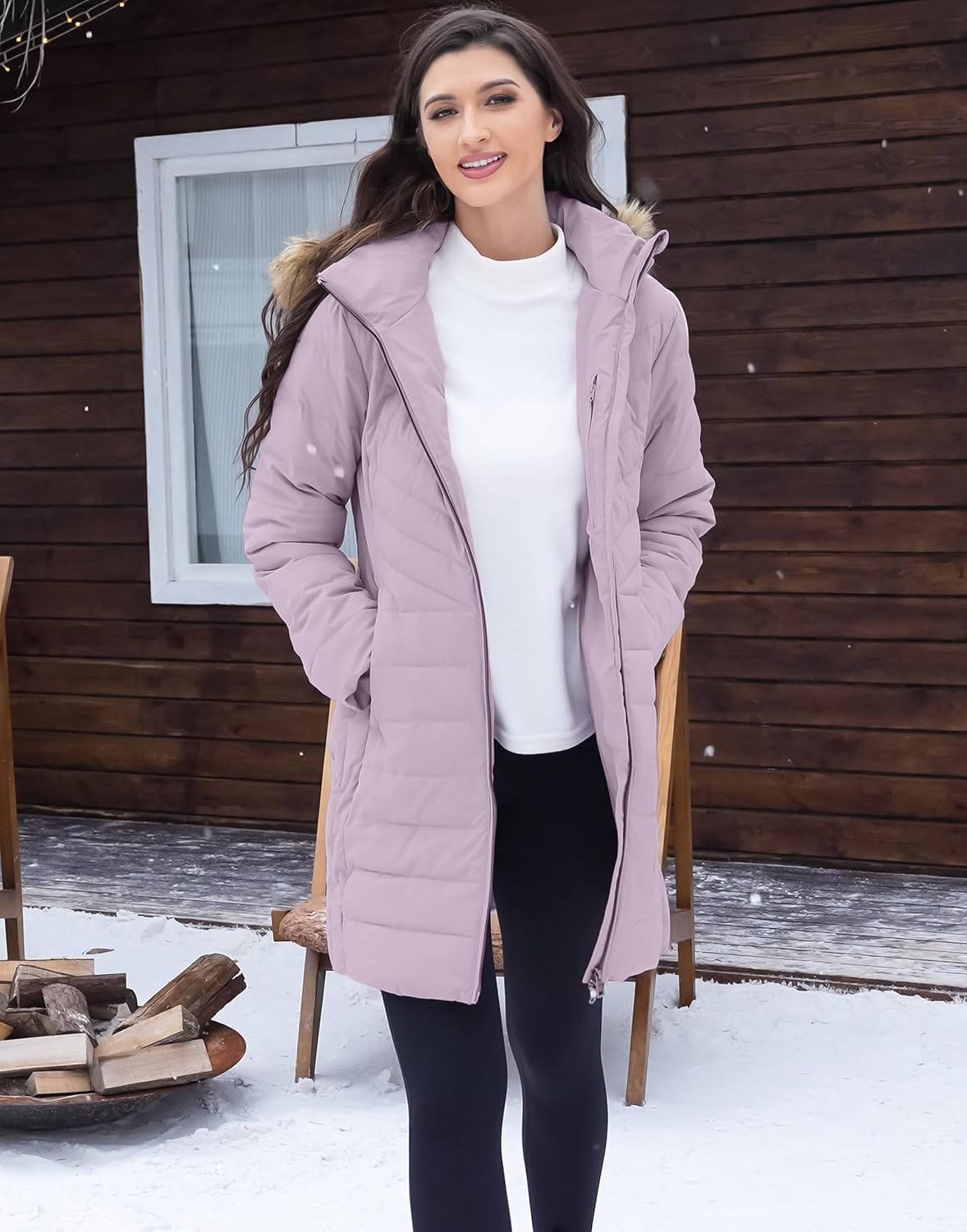 Pioneer Camp Women's Winter Coats Warm Thicken Long Puffer Jacket Waterproof Quilted Parka with Removable Faux Fur Hood - Image 3