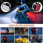 Bike Lights, Combination of Bike Front Light and Tail Light, IP65 Waterproof USB Charging, Equipped with 6 Ultra-Bright LED Beads, 4+6 Lighting Modes, Suitable for Riding at Night