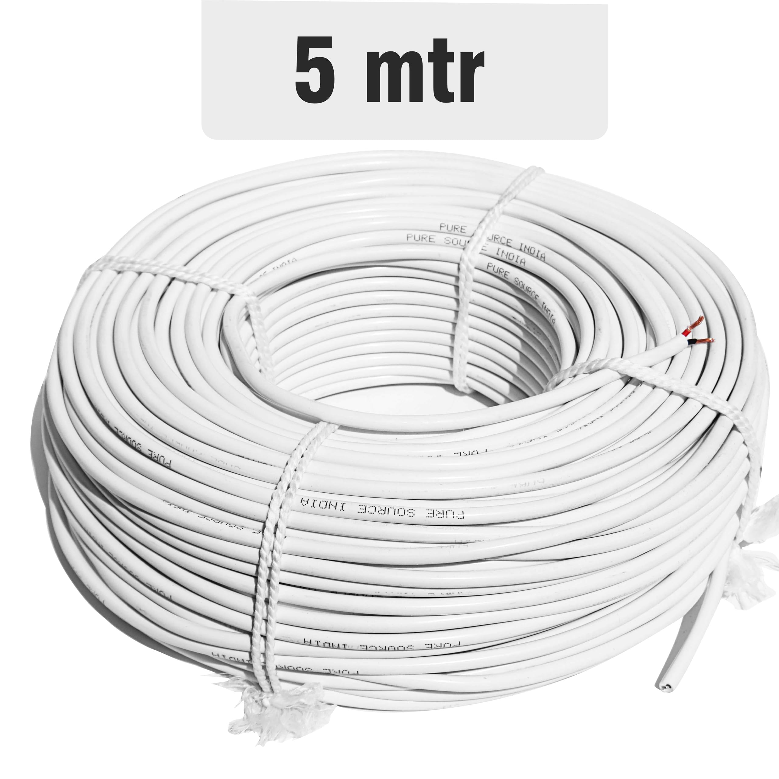 Pure Source India Flexible 0.50mm x 2 Core Round Copper Electrical Wire, Load Capacity- 2 Ampere / 450 Watt (White) (5 MTR) — Amazon image 6