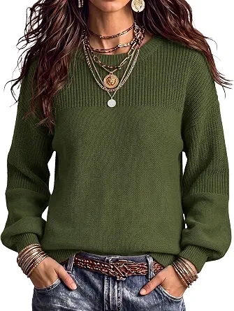 Zeagoo Women's Cotton Loose Fit Chunky Knit Sweater