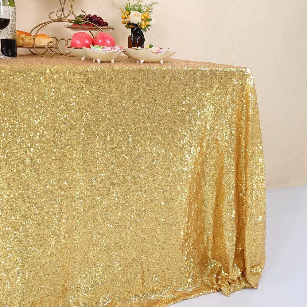 Onе-Dау Sаlе: Uр tо 70% оƒƒ GFCC Sparkle Gold Sequin Tablecloth 50x72 for Wedding Party Banquet Christmas Rectangle Table Cover Linen Glitter Cake Table Cloth
