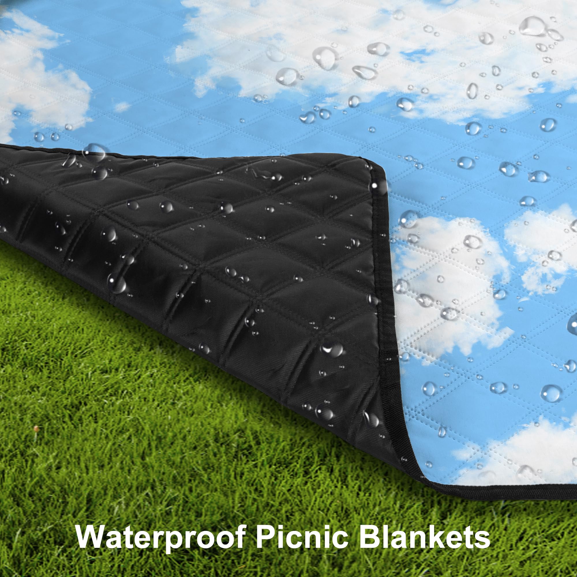 Picknickdecke, 200 x 200 cm, extra große Stranddecke, wasserdicht, sanddicht, faltbar und tragbar, Outdoor-Matte, 3-lagige Stranddecke für Familie, Camping, Park, Reisen, Hinterhof, Rasen