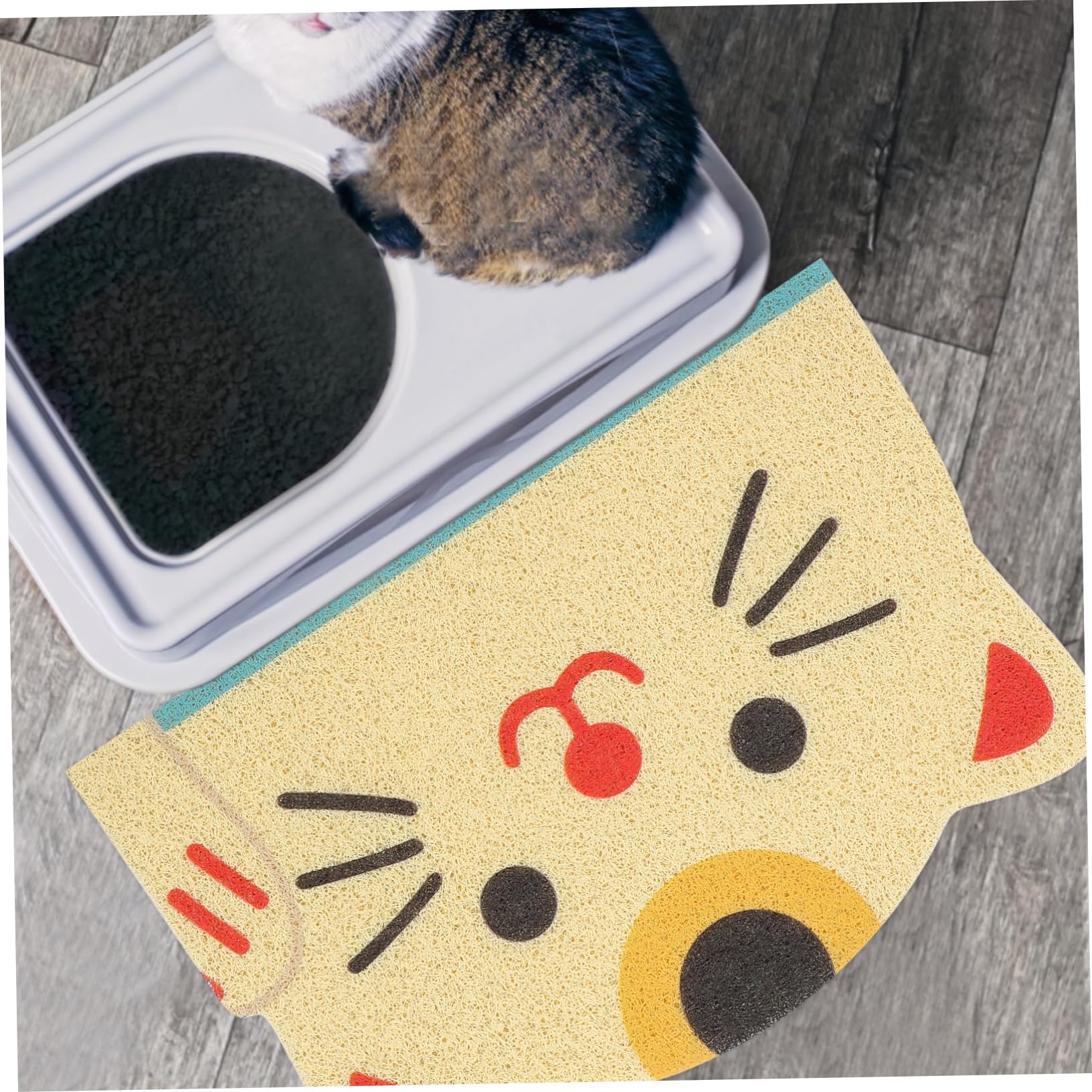 COLLBATH Katzenstreumatte Für Katzentoilette Kleine Größe Aus Pvc Katzenkopfförmig Streuauffangmatte Kompatibel Mit Verschiedenen Toilettengrößen