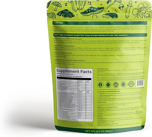 Miniatura 2 de Nutrify 120 gomitas de hongos para apoyo inmunológico y rendimiento cerebral y refuerzo de memoria con Reishi, Cordyceps, cola de pavo, maitake,