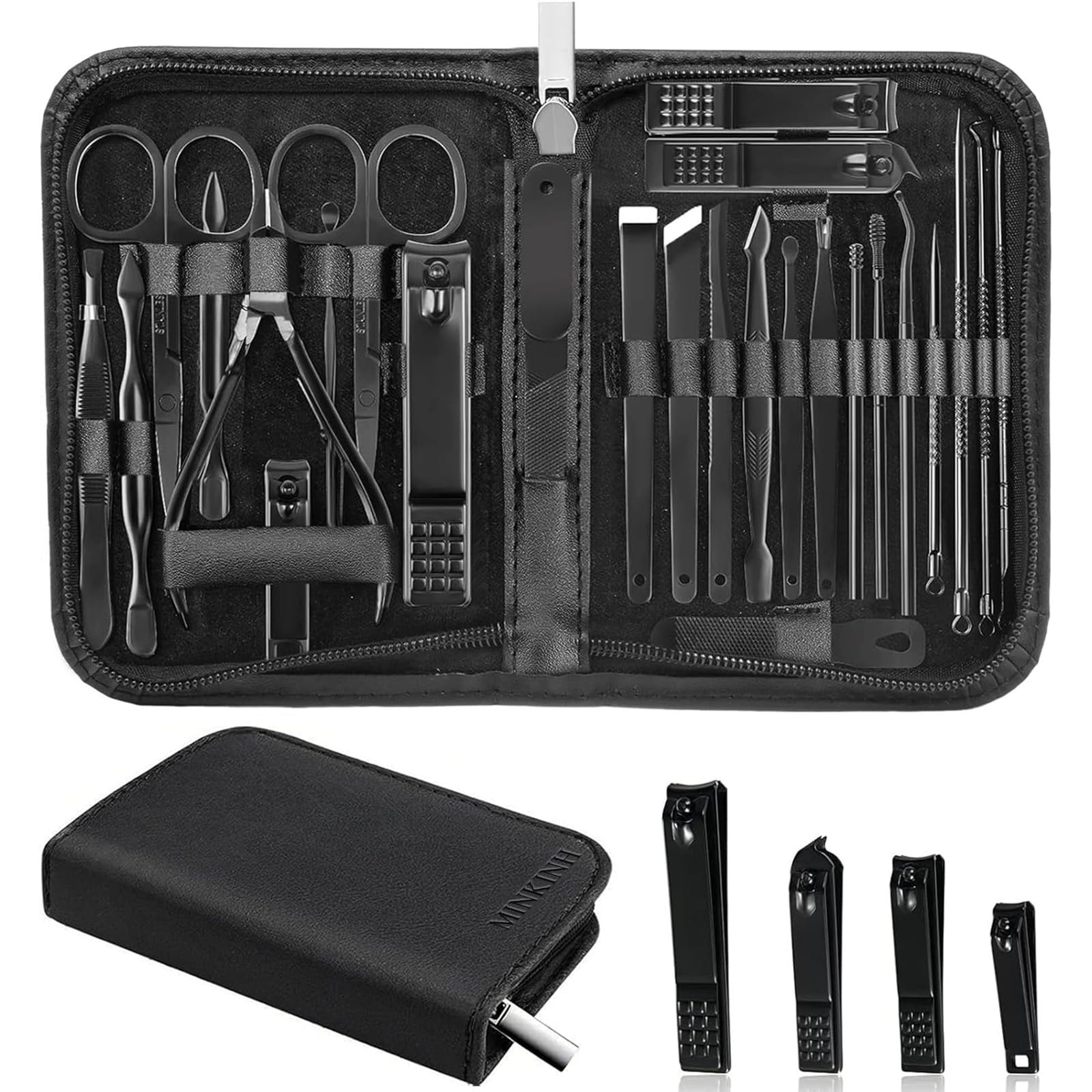 Photo 1 of MINKINH Manicure Set - 26 Piece Professional Nail Clipper Kit, Black