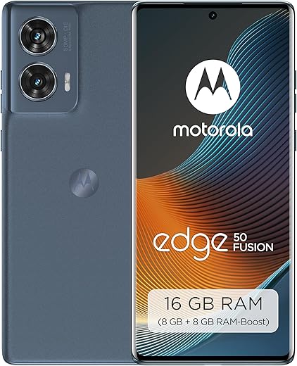 Motorola Mobility Edge50 Fusion Smartphone (6,7″-FHD+-pOLED-Display, 50-MP-Kamera, 8/256 GB, 5000 mAh) Forest Blue, inkl. Schutzcover +…