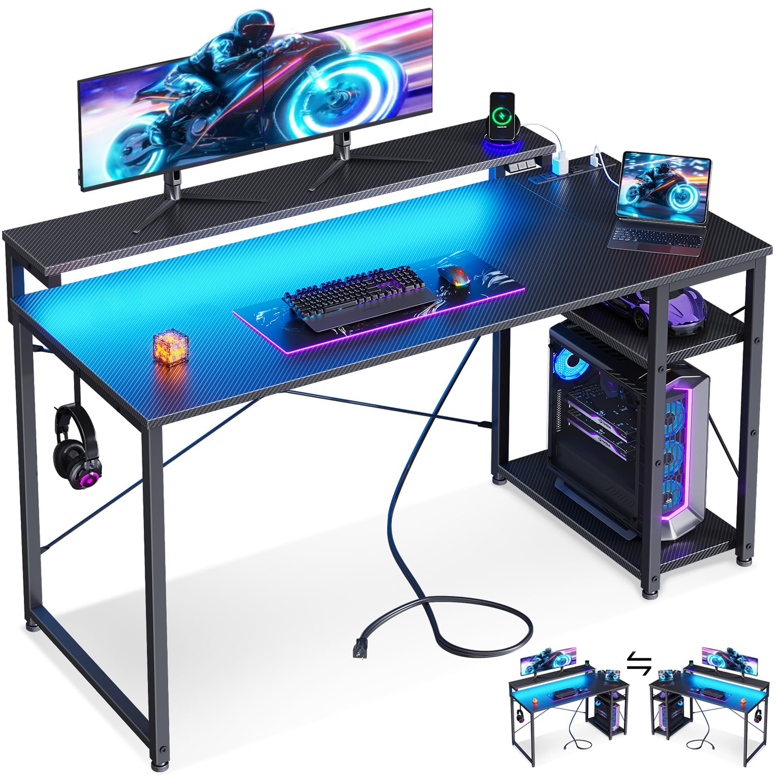 Amazon.com: MOTPK 48 Inch Gaming Desk with Storage & Led Amazon.com: MOTPK 48 Inch Gaming Desk with Storage & Led