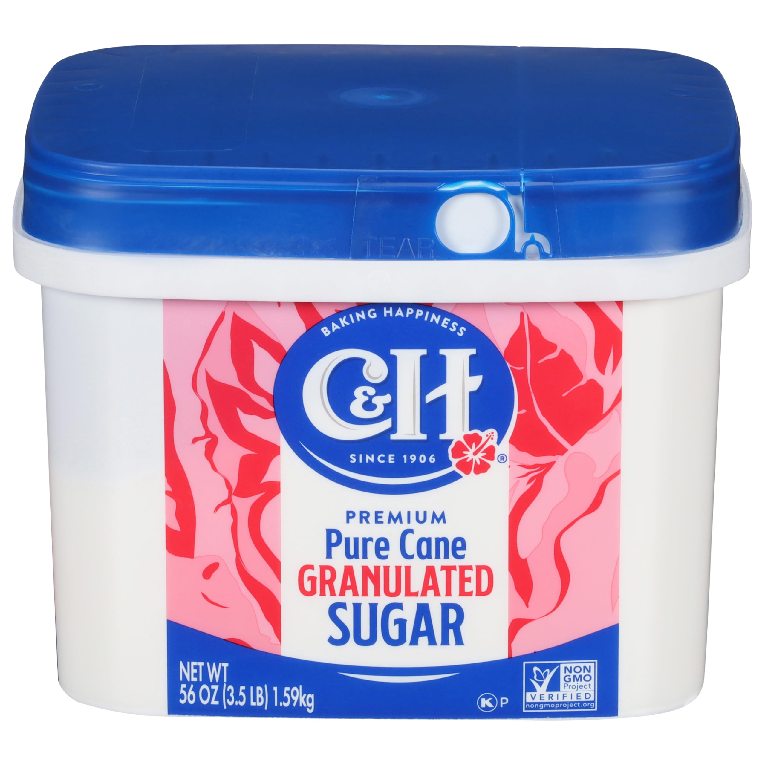 C&H® Granulated Sugar, 3.5 lb Easy Baking Tub, Premium Pure Cane Sugar Tub