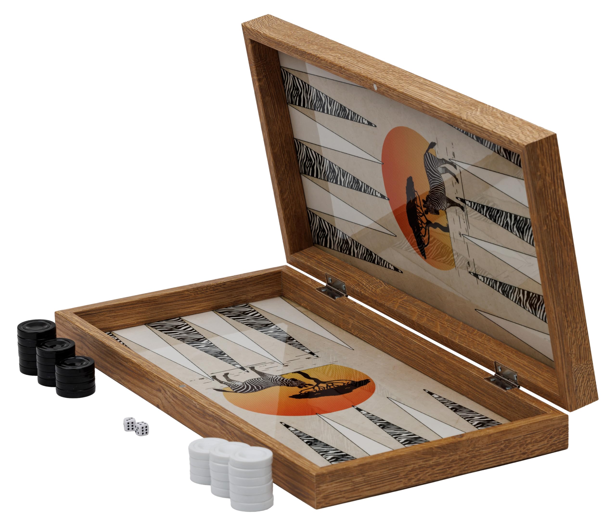 Zebra Illusions Design Backgammon Gioco da tavolo 48 centimetri in legno con pietre da gioco in acrilico amici e adulti
