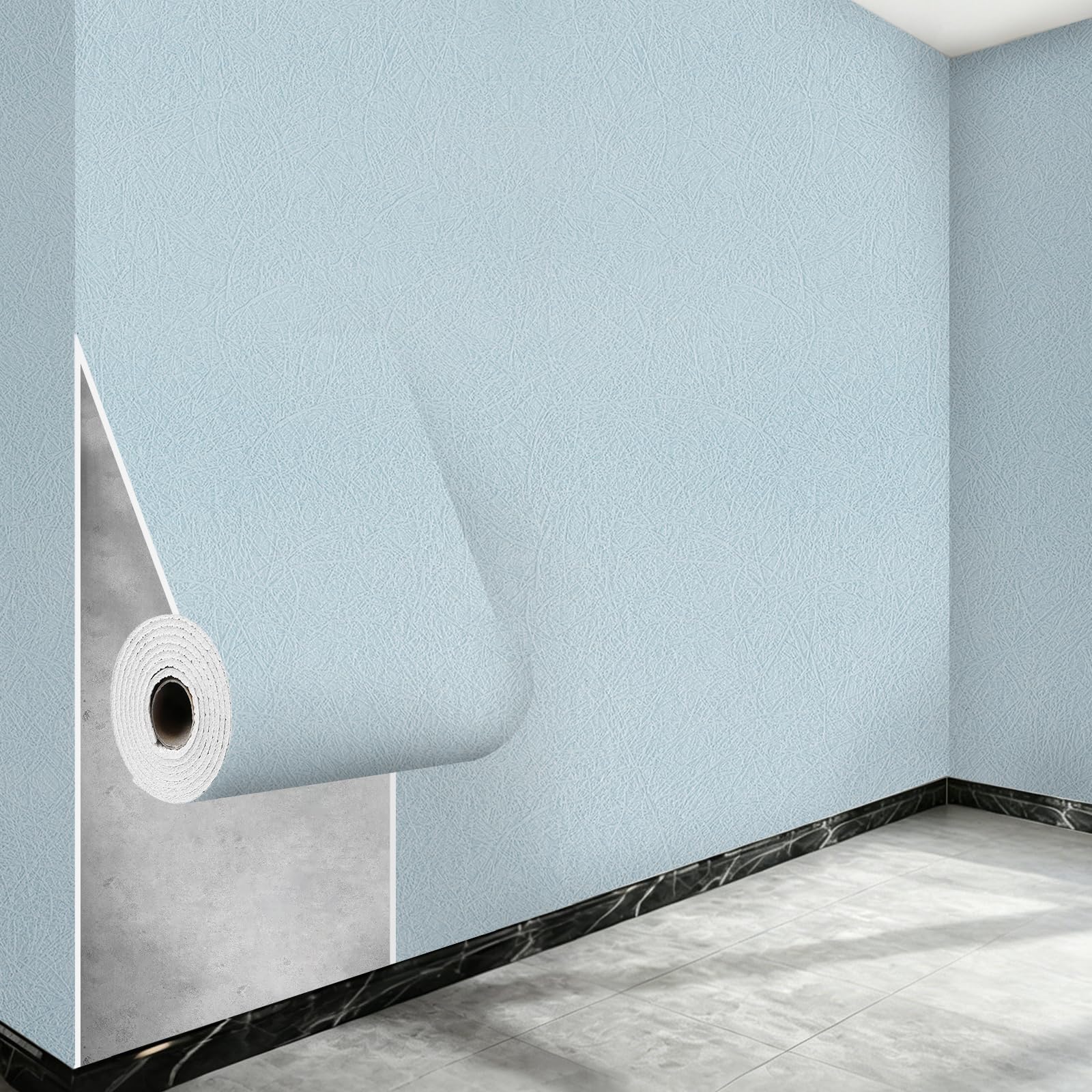 Anttyscar 3Roll Stripe Blue Thicken Self Adhesive Wallpaper 3D Thermal Insulating Peel and Stick Wallpaper Thermal Insulating Wall Panels Stick On Wall Covering Kitchen Removable Furniture Sticker — image 1