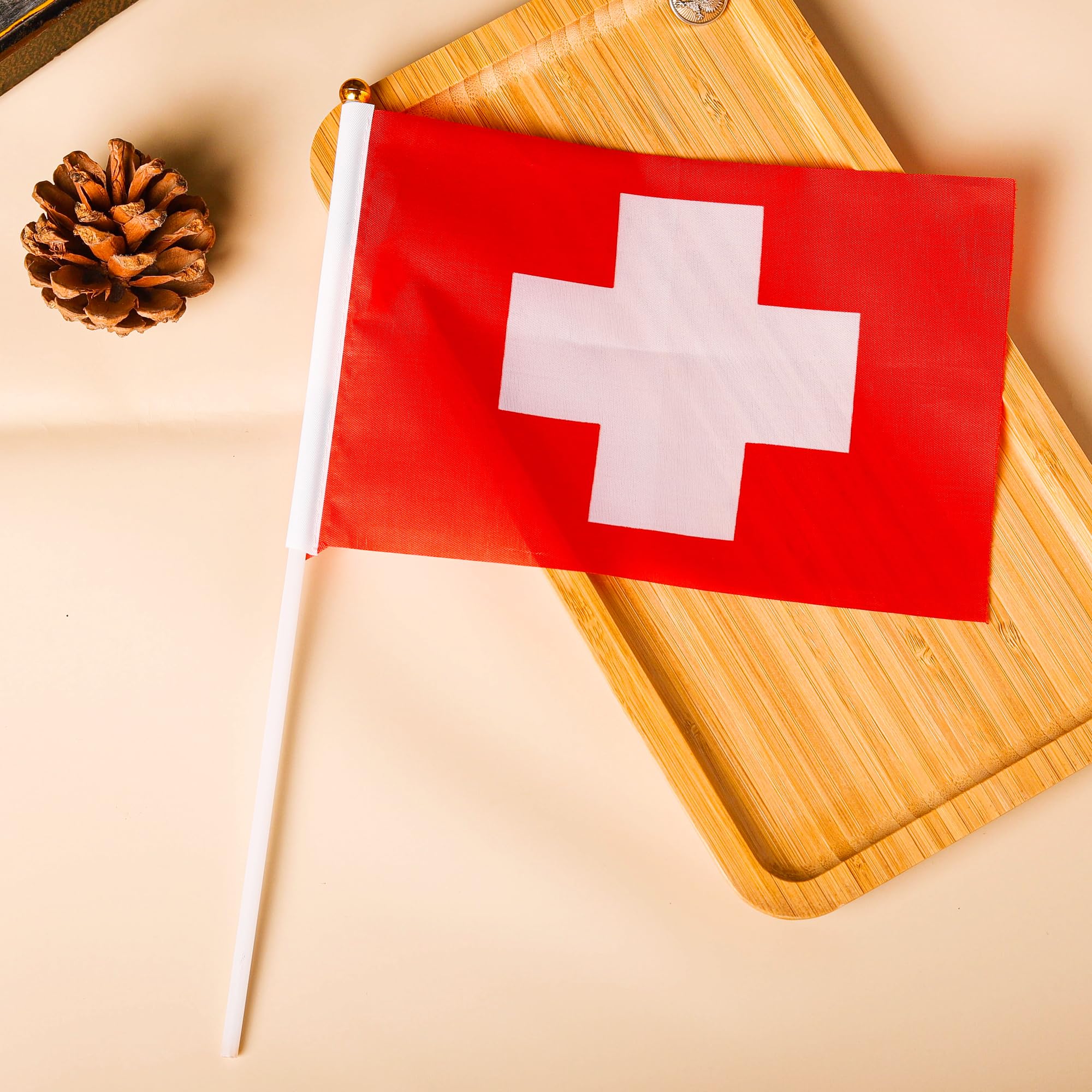 Swiss Flag on Sticks & Tattoos for Oly Games 2024, Sports Events, National Day Party Decorations, Switzerland - Image 3