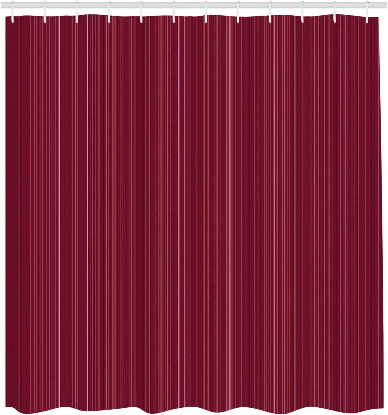 Ambesonne Abstract Shower Curtain, Classical Striped Display with Thin Lines Modern Fashion Repetitive Pattern, Cloth Fabric Bathroom Decor Set with Hooks, 69" W x 70" L, Pale Maroon