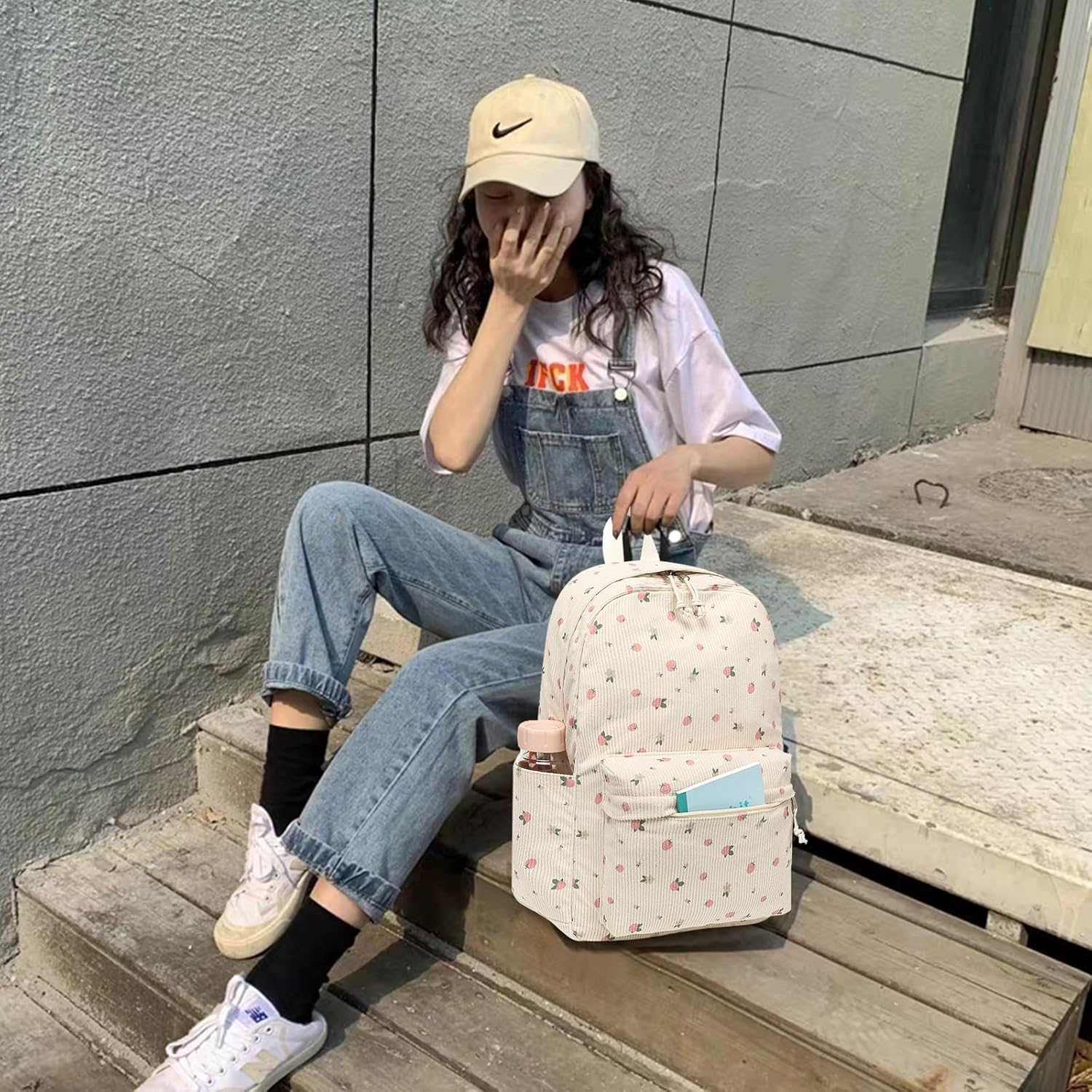 BTOOP School Backpack for Teens Large Corduroy Bookbag Lightweight 15.6 inch Laptop Bag for Girls Women Casual High School College - Image 9