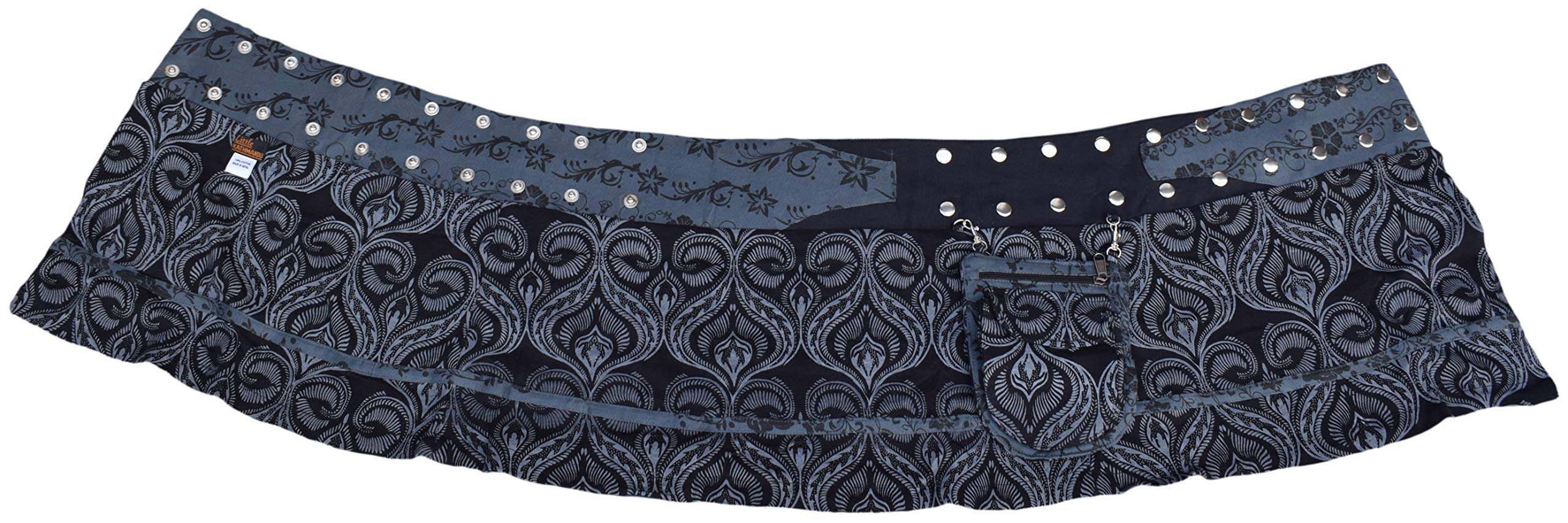 Gheri Jupe courte en coton réversible avec poche amovible et motif floral