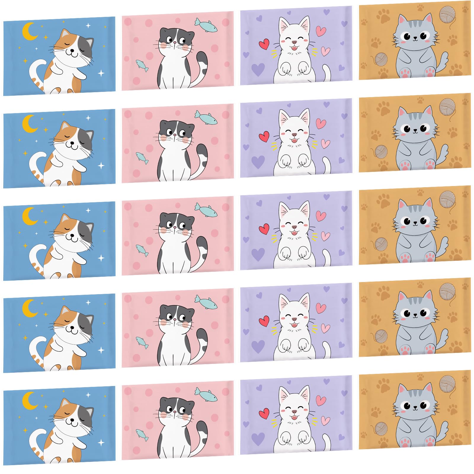 PerKoop 100 Pack Pocket Tissues Travel Slim Packs Small Facial Tissues Wallet Size Toilet Paper for Travel Guest Wedding Supplies, 4 Styles(Cat)