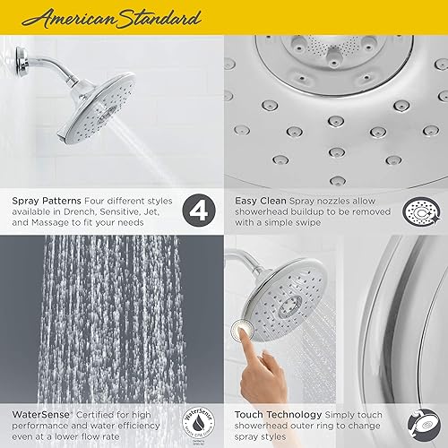 Miniatura 4 de American Standard 9035374.295 Spectra+ Touch - Cabezal de ducha de 4 funciones, 2.5 GPM, níquel cepillado