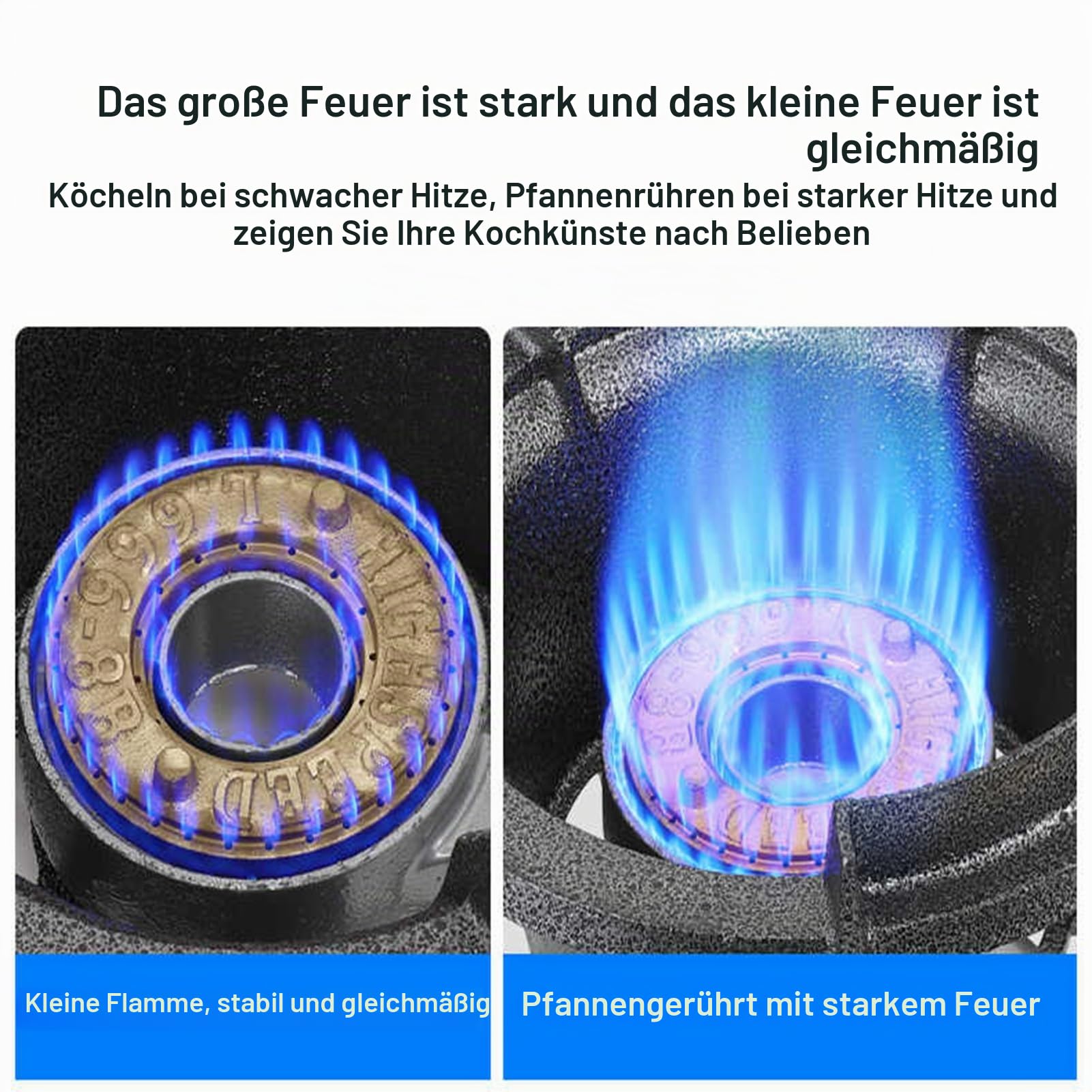 Gasherd Mit 1 Brenner, 25 KW Flüssiggasherd, Schwarzer Topfständer Aus Gusseisen Mit Knopf, Mit Flammendurchschlagschutz, For Den Privaten Und Gewerblichen Gebrauch Geeignet(30cm)