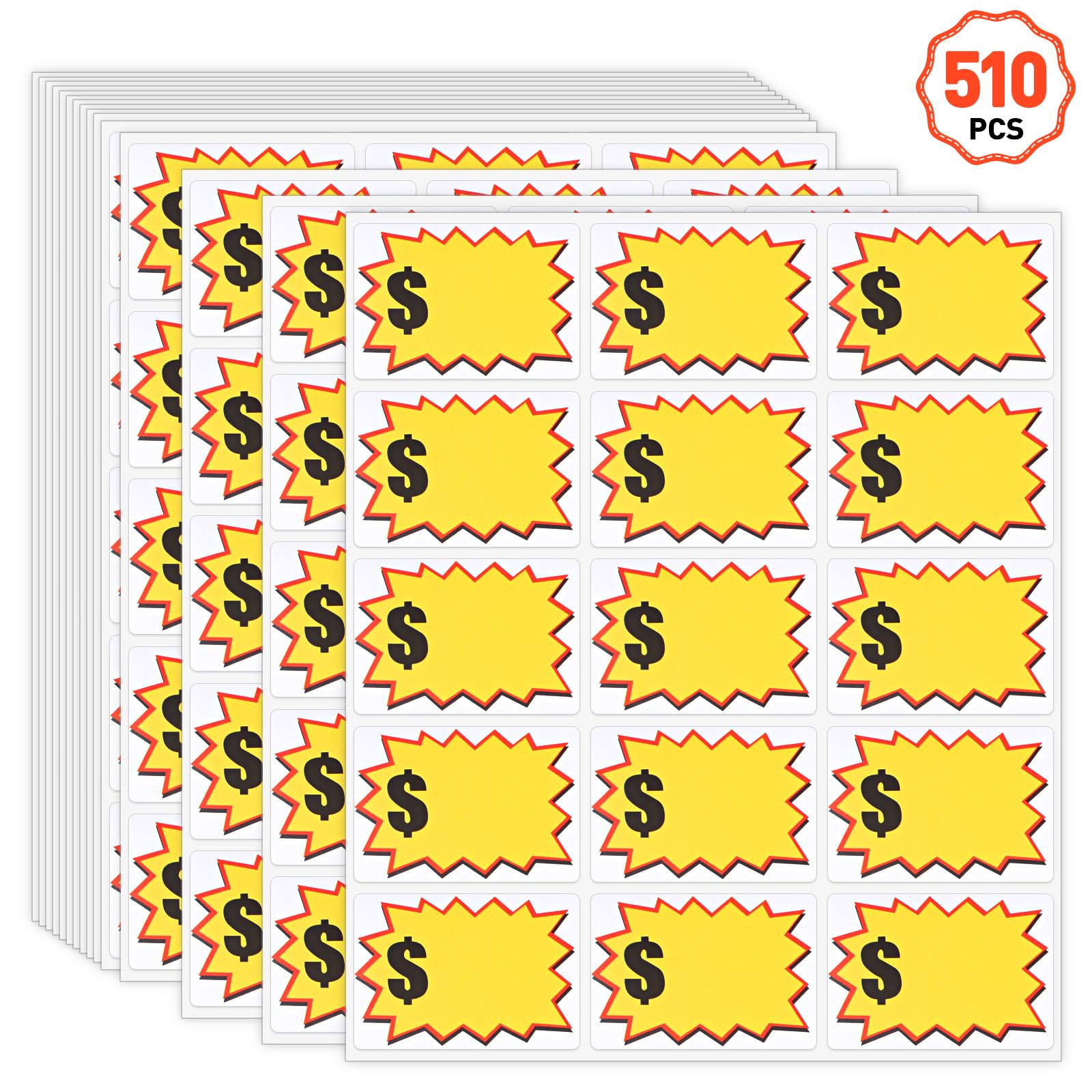Azureal 510PCS Price Stickers, 2"x3" Self-Adhesive Yard Sale Price Stickers, Price Tags with Large Blank to Write Pricing for Retail, Flea Markets and Estate(Yellow)