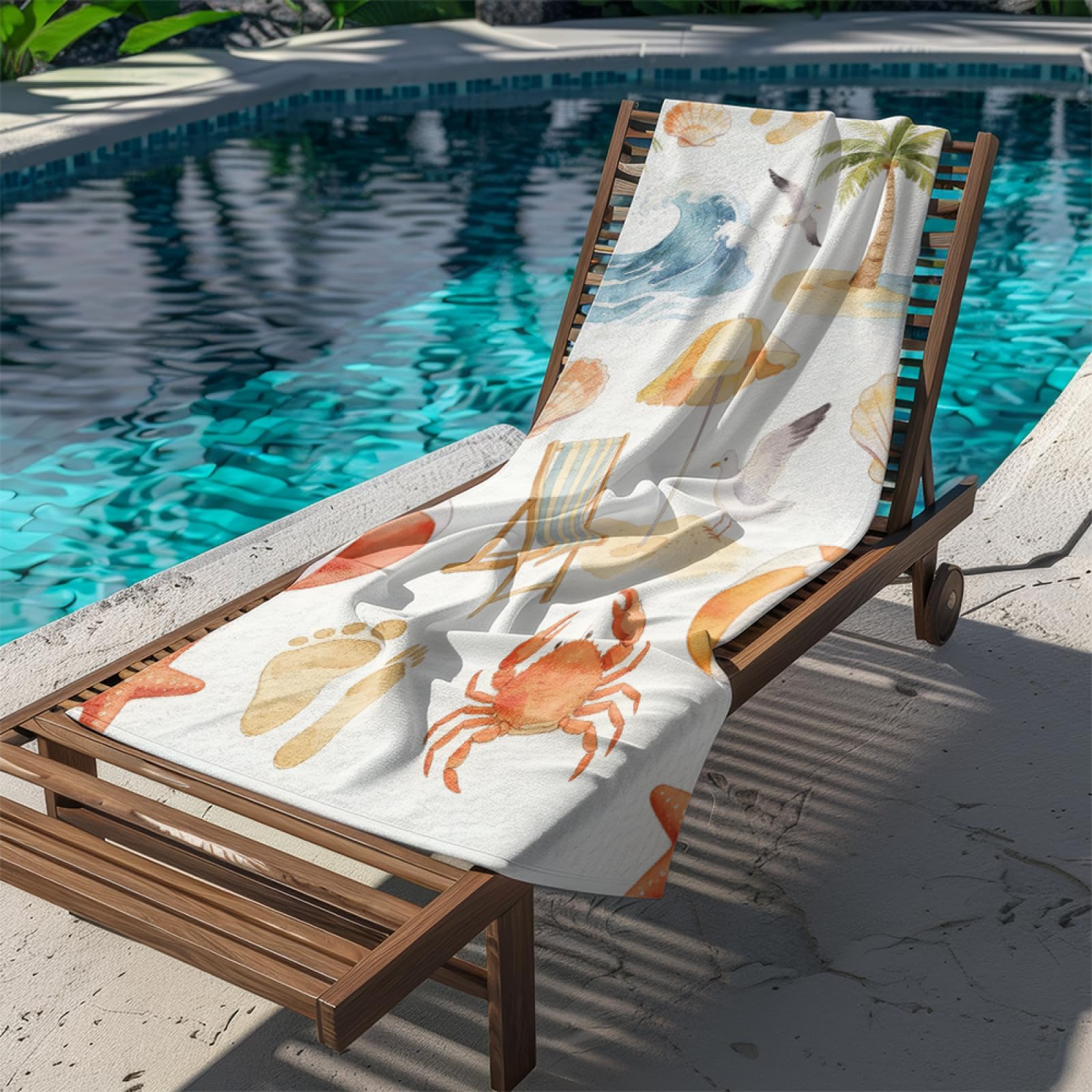 Tapis de Plage XXL Anti Sable Crabe Mouette Serviette Piscine Adulte,Natte De Plage Pliable, Voyage Accessoires De Plage Camping,Serviette de Bain Personnalisée