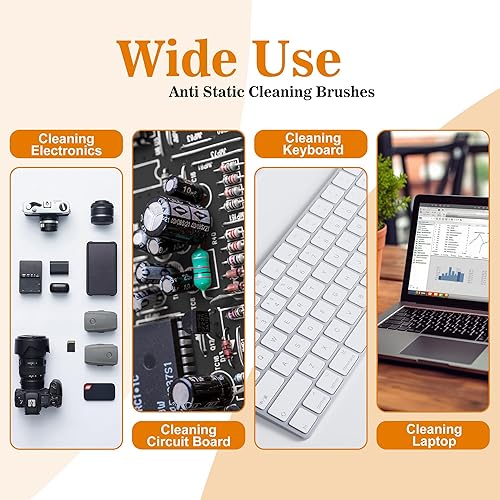 Miniatura 2 de Juego de 7 cepillos antiestáticos de nailon con mango de plástico portátil pequeño para computadora color negro