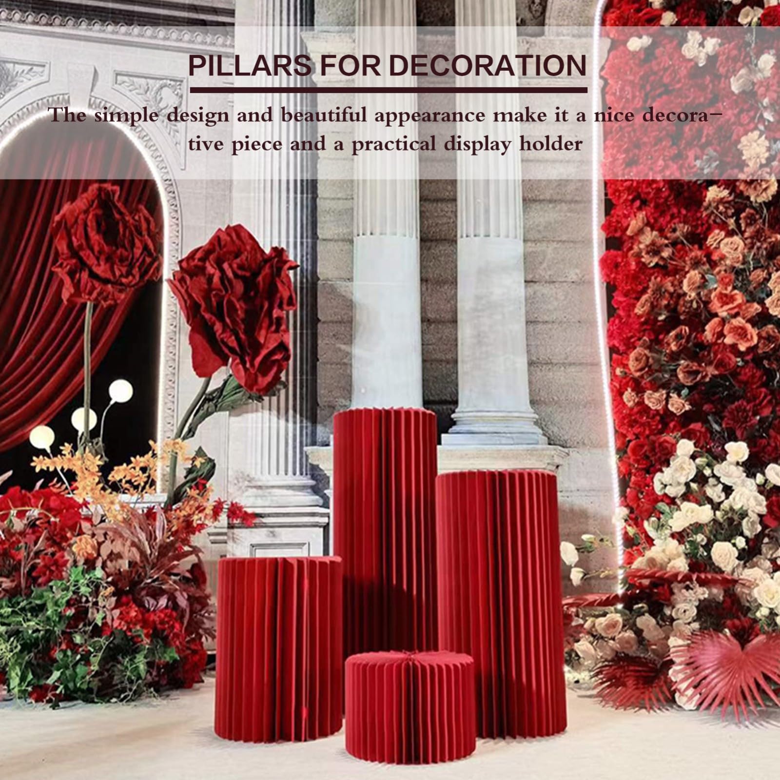Soporte de cartón plegable para tartas, pilares cilíndricos para decoración de fiestas y bodas