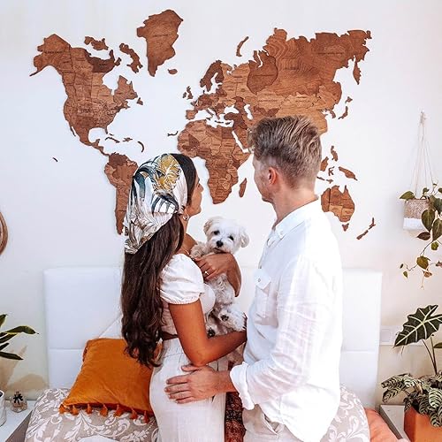 Miniatura 10 de Enjoy The Wood 3D Wood World Map Wall Art Large Wood Wall Décor Housewarming Gift Idea Art World Travel Map For Home & Kitchen or Office