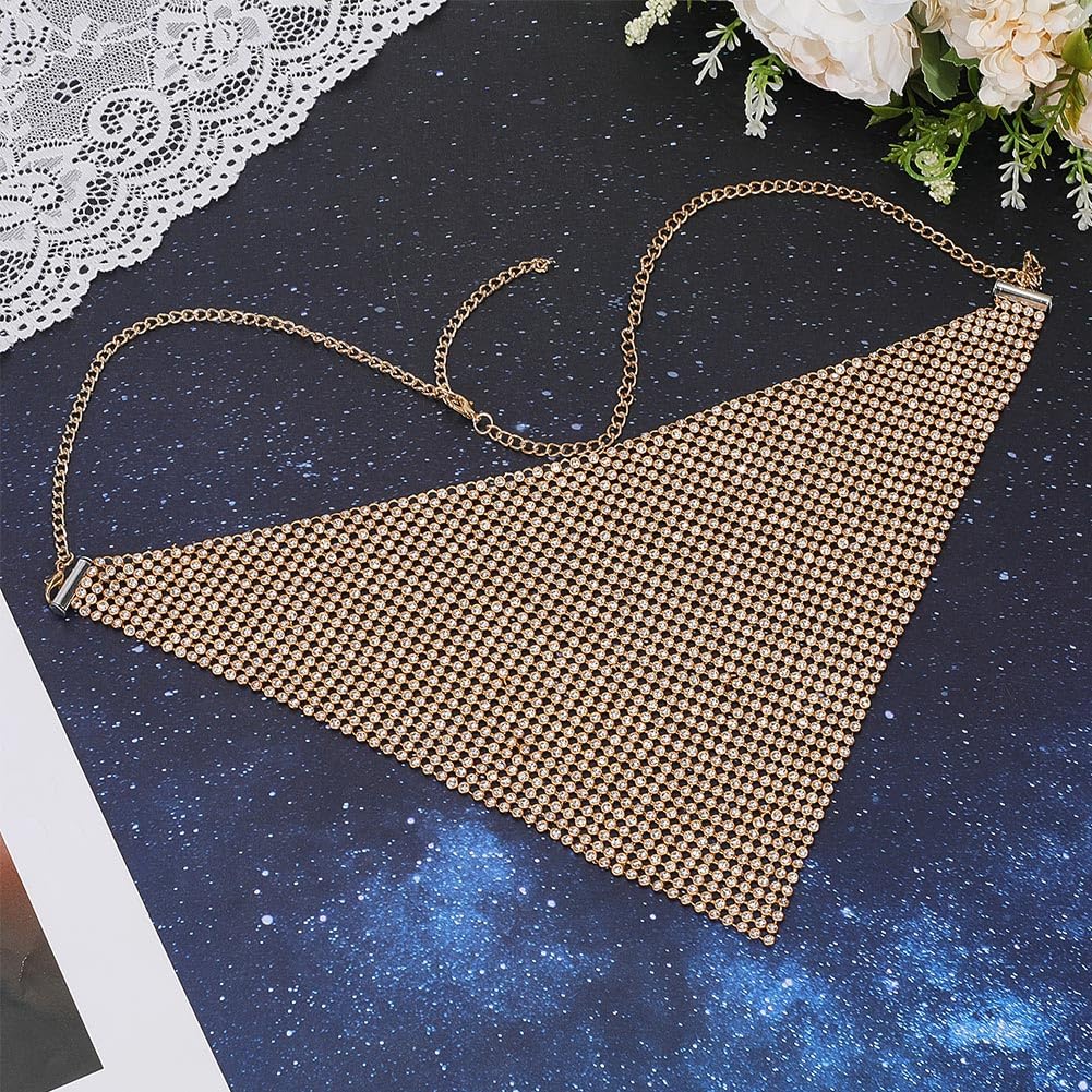 CABODYALS Gold Masquerade Face Chain Jewellery Triangle Rhinestone Headband Veil Tassel Sparkle Crystal Facial Headwear Alloy Chains for Women Dance Costume Party Cosplay Halloween Accessories Decor - Image 3