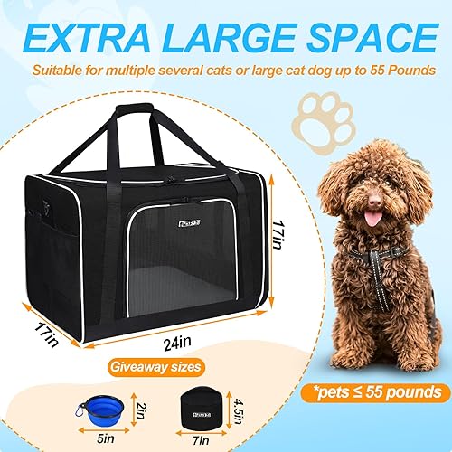 Miniatura 32 de Petskd Transportador extragrande para gatos con caja de arena de 24 x 17 x 17 pulgadas para gatos medianos y grandes o 2 gatos pequeños, Negro