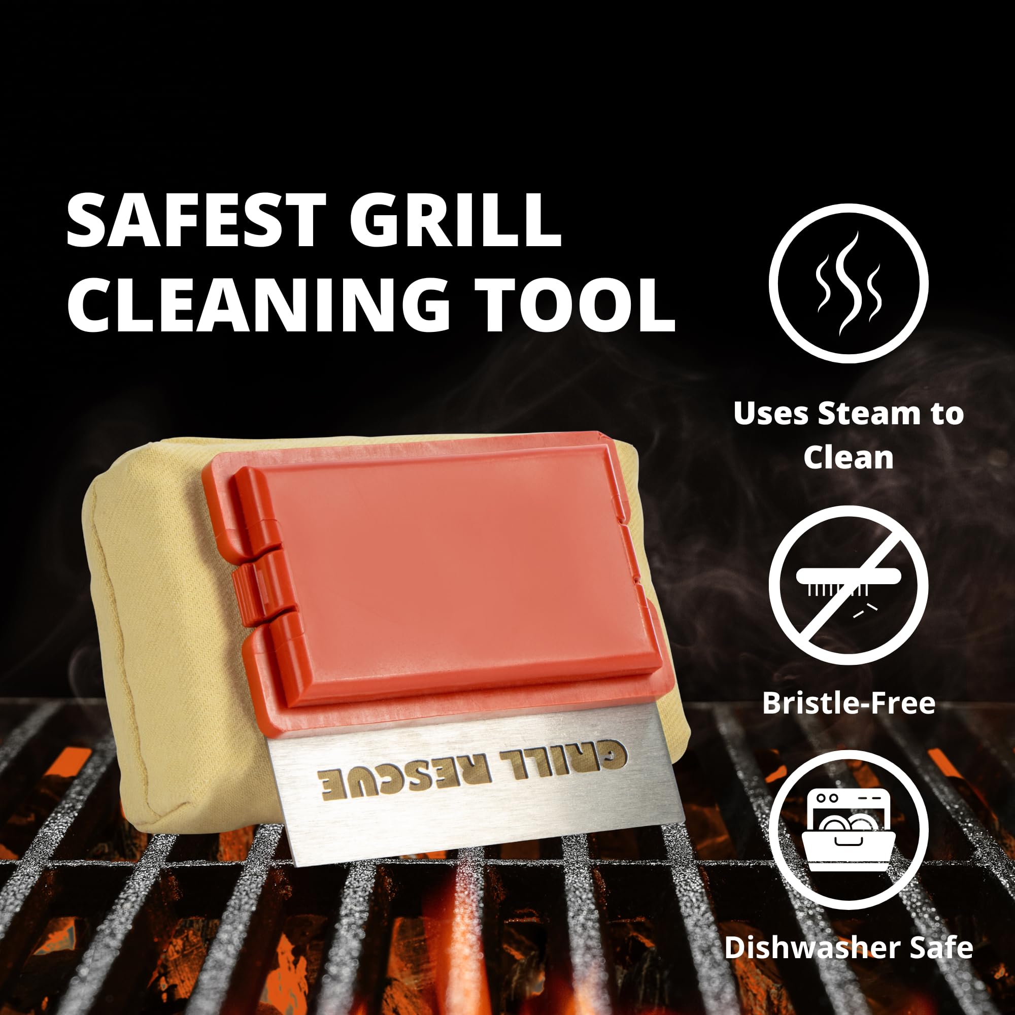 Grill Rescue Wymienna głowica do czyszczenia skrobaka do grilla, bez włosia - trwałe i unikalne narzędzia do skrobaka do ruszt żeliwnych lub ze stali nierdzewnej, środek do czyszczenia grilla