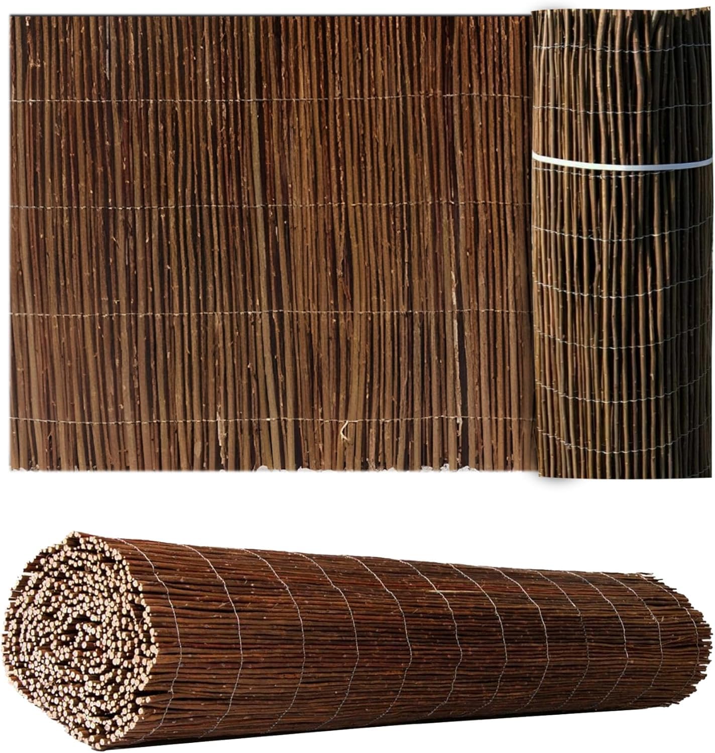 Bonafide Brown Willow Natural Garden Fence Panel Screening Rolls, Outdoor Privacy Fence Screen, Artificial Gardening Screening Willow Fencing, Privacy Border Wind & Sun Protection (1 X 4M)